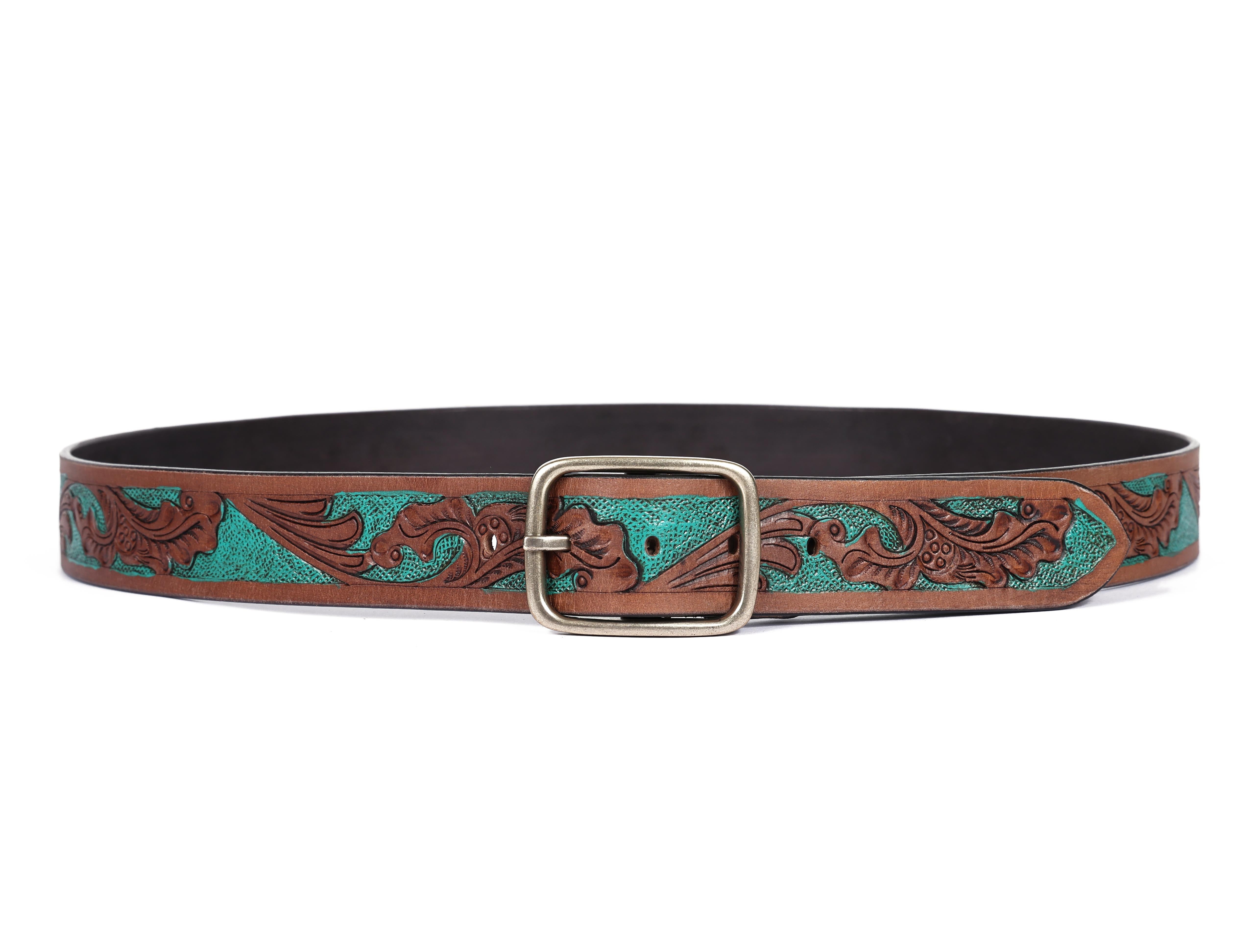 Carved Belt & Braided Wallet Combo
