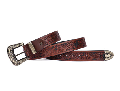 "Artisanal Mastery: Hand-Carved Leather Belts for Timeless Style" Art: LB-811