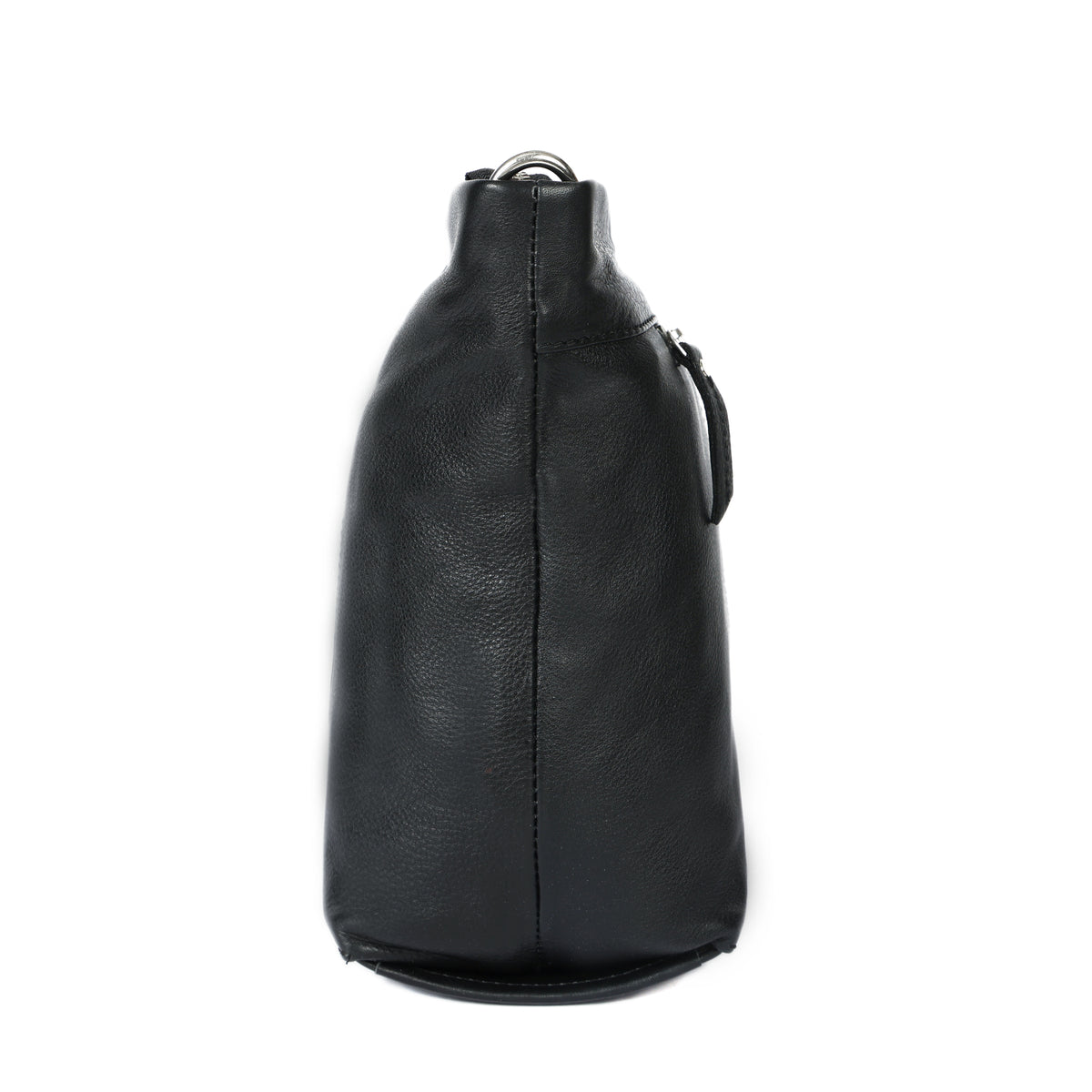 Premium Black  Leather Large Crossbody Shoulder Bag with Zip Pocket & Adjustable Strap