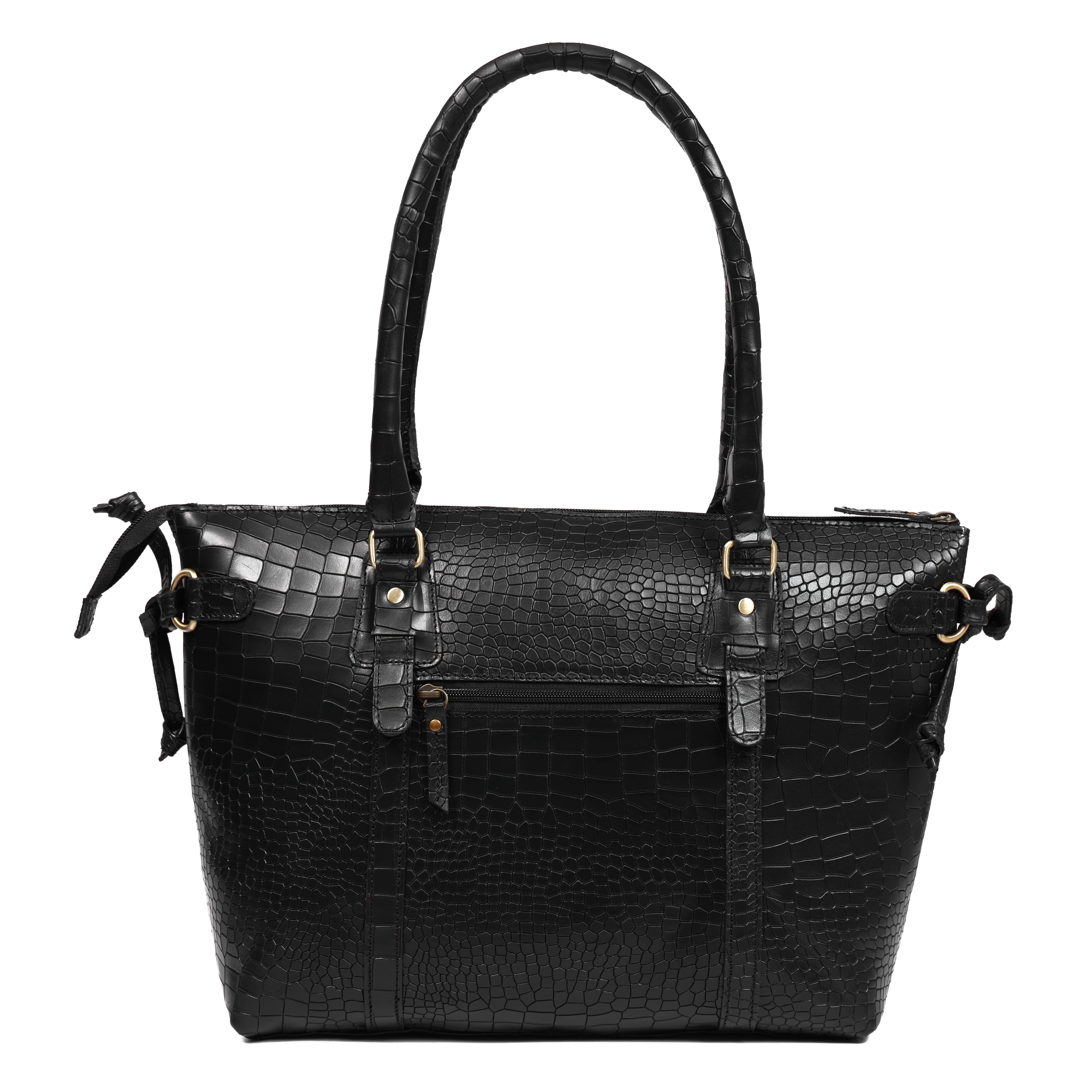 Premium Textured Leather Tote Bag with Zip Closure, Dual Handles & Organized Interior