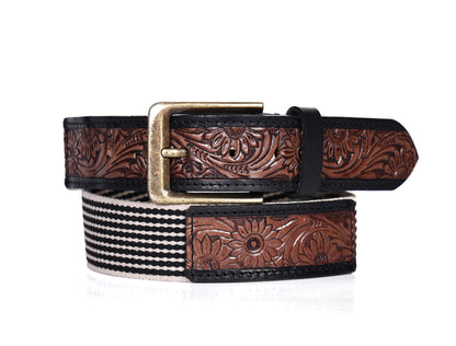 Artisan Elegance: Leather Hand-Tooled and Webbing Belt – A Perfect Blend of Tradition and Modern Style. - CELTICINDIA