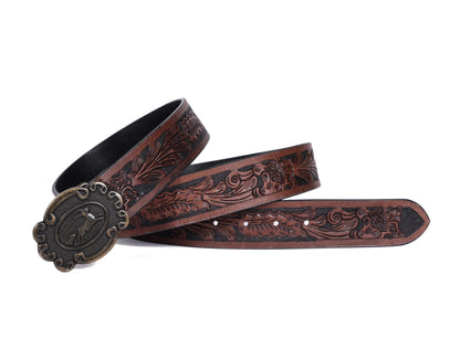 "Hand-Carved Leather Belts: Timeless Elegance"  Art: LB-809