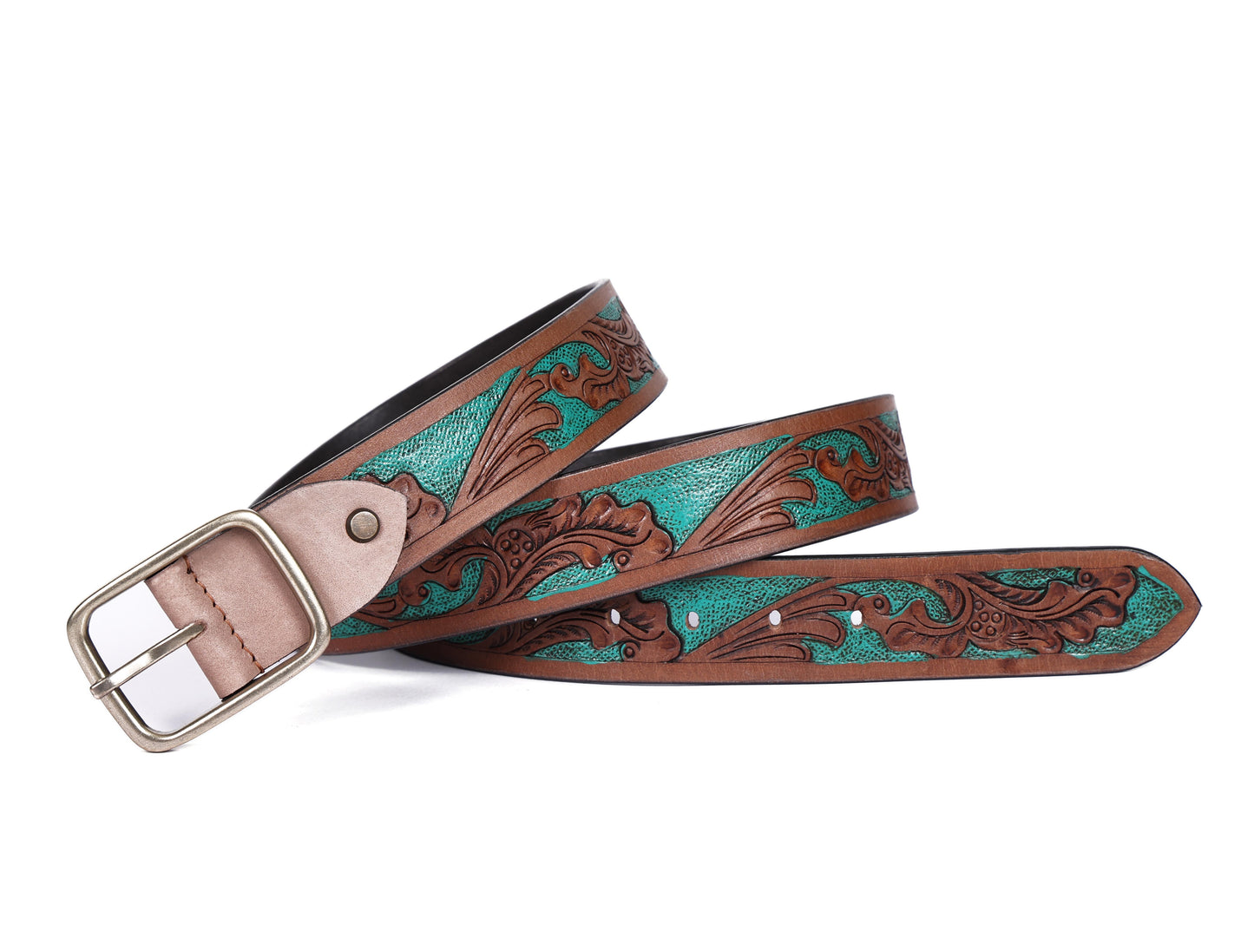 Carved Belt & Braided Wallet Combo