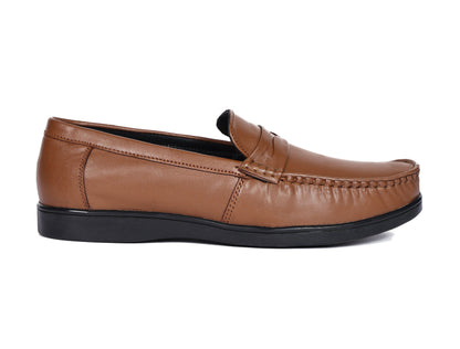 "Timeless Charm: Tan Casual Loafer Leather Shoes, Art: LS-1106