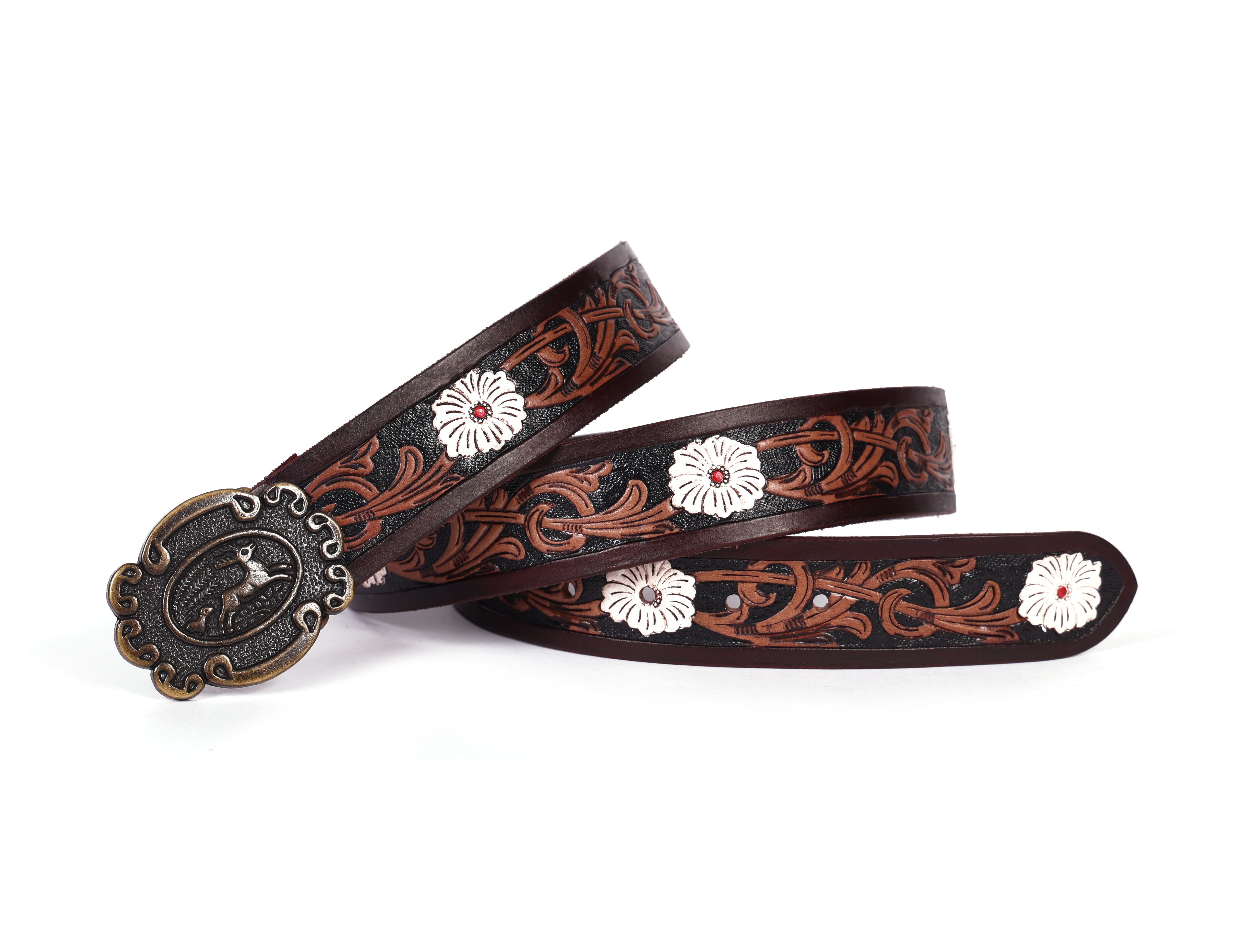 Artisan Brown Tooling Belt + Dual-Tone Wallet Gift Combo