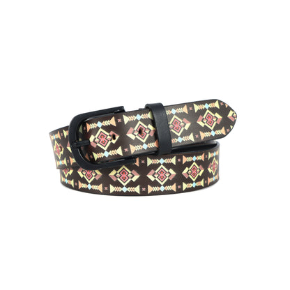 Stylish Black Printed Belt with Matte Black Buckle – Durable & Versatile for Everyday Wear.LB-892