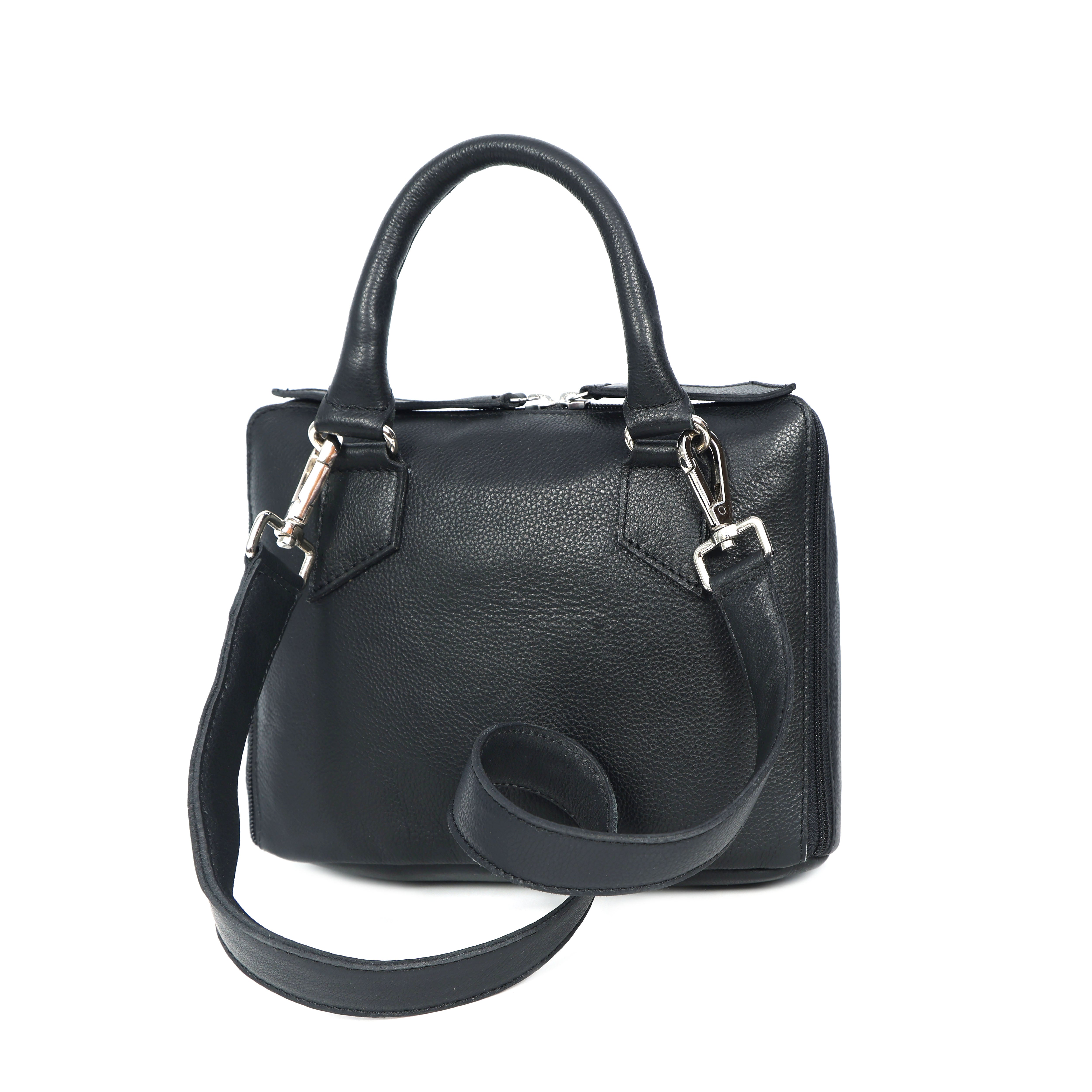 Premium Genuine Leather Structured Handbag with Detachable Crossbody Strap