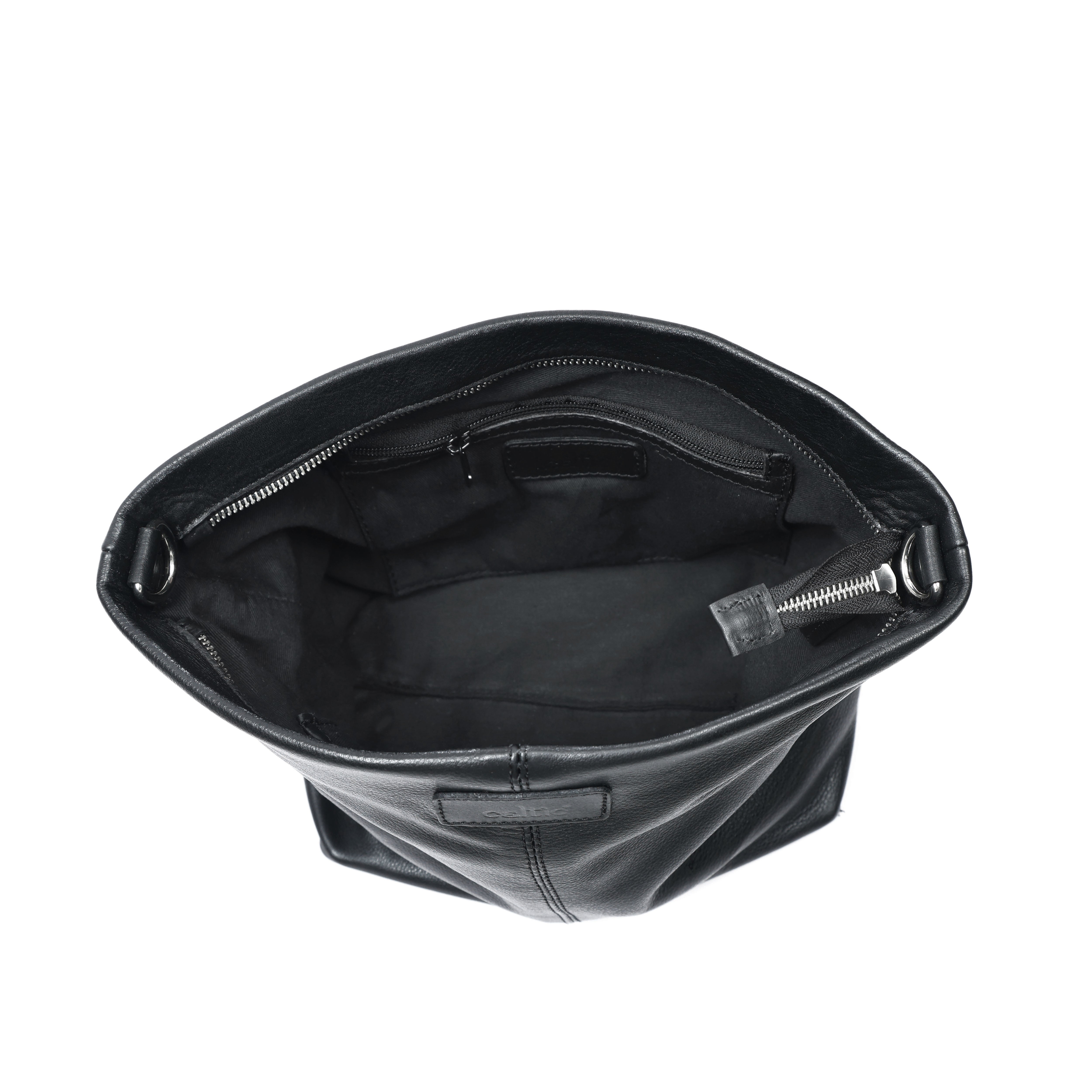 Premium Black Genuine Leather Sling Bag | Multi-Pocket & Adjustable Strap