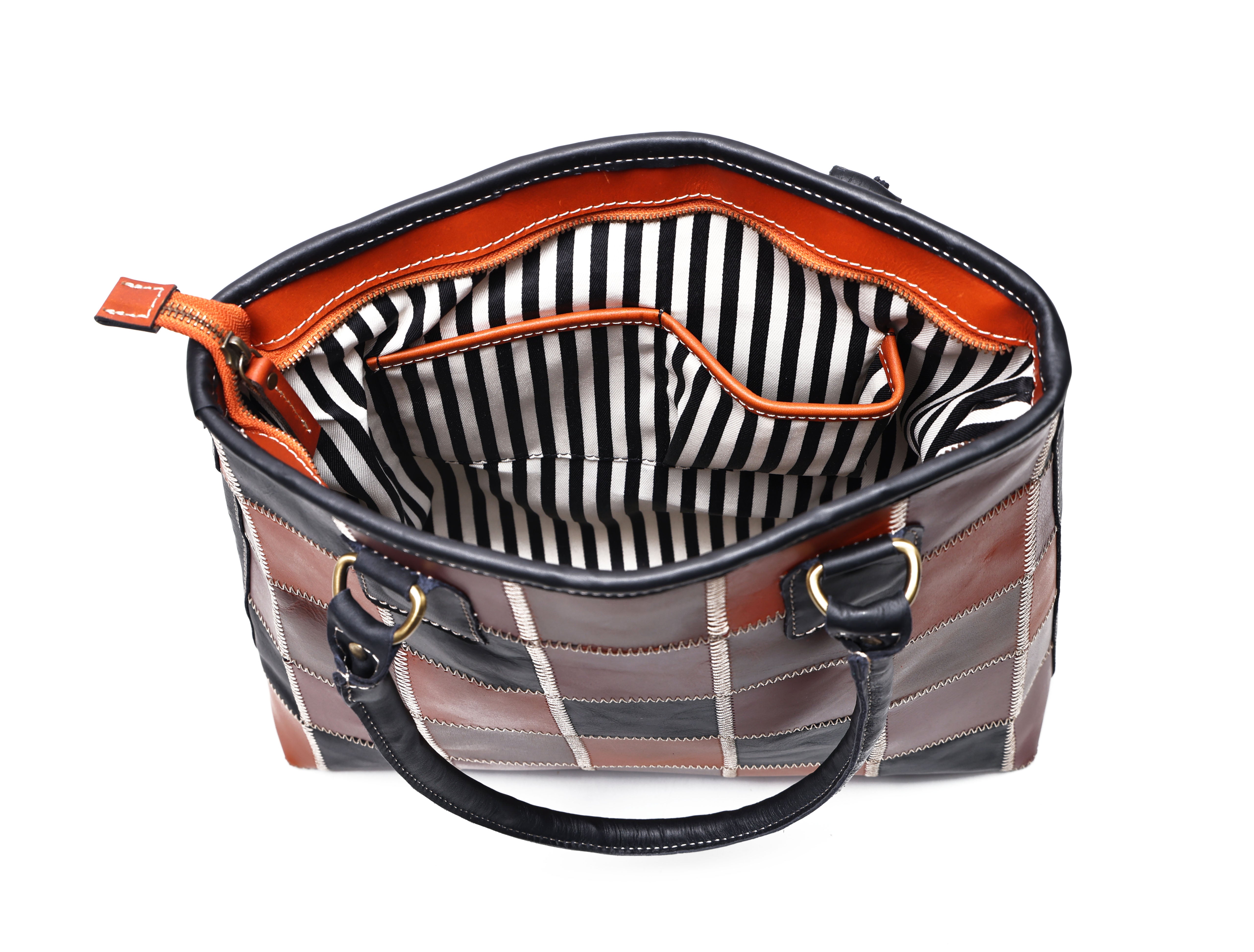 Premium Patchwork Leather Tote Bag for Women  Multi-Tone Handcrafted Carryall