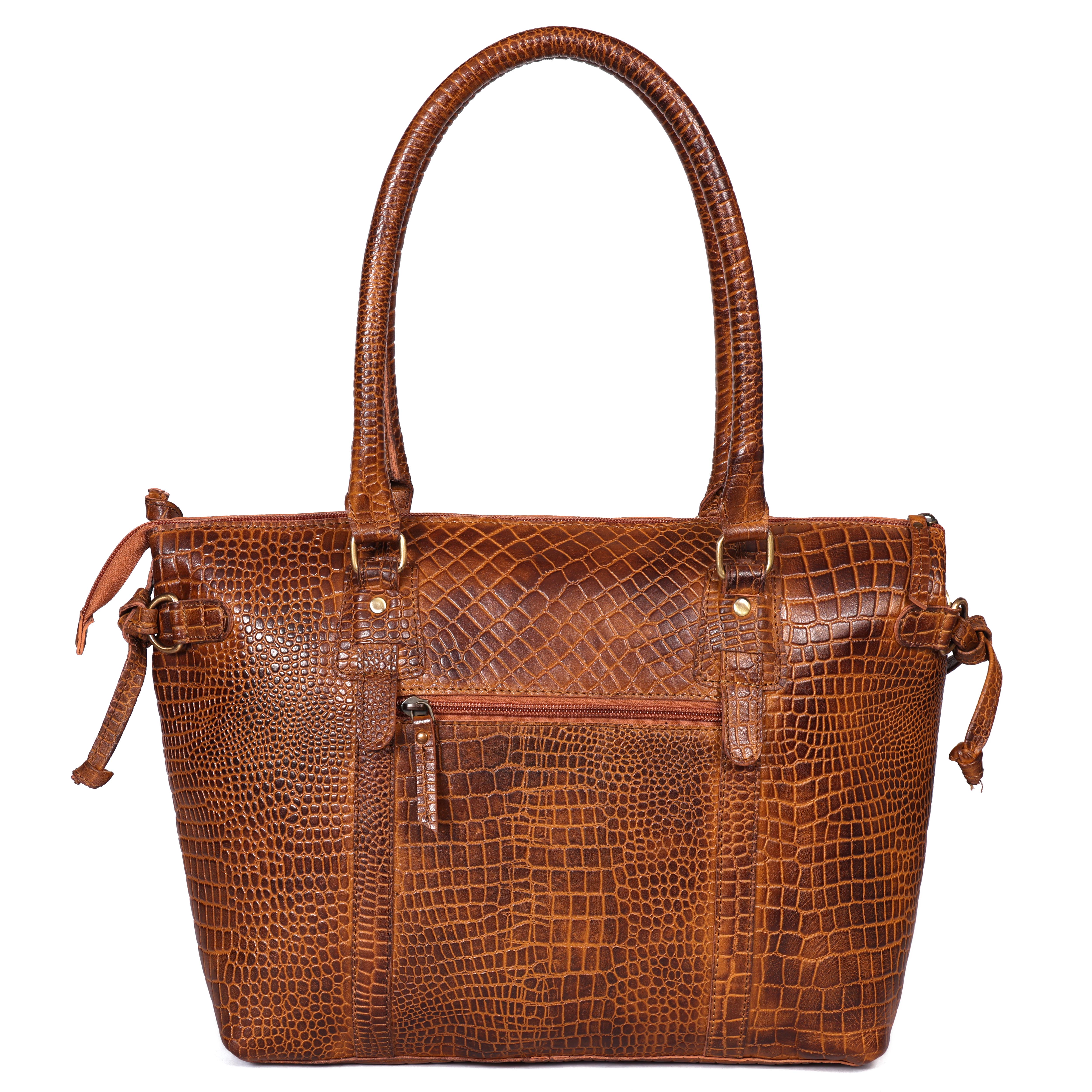 Premium Textured Leather Tote Bag with Zip Closure, Dual Handles & Organized Interior