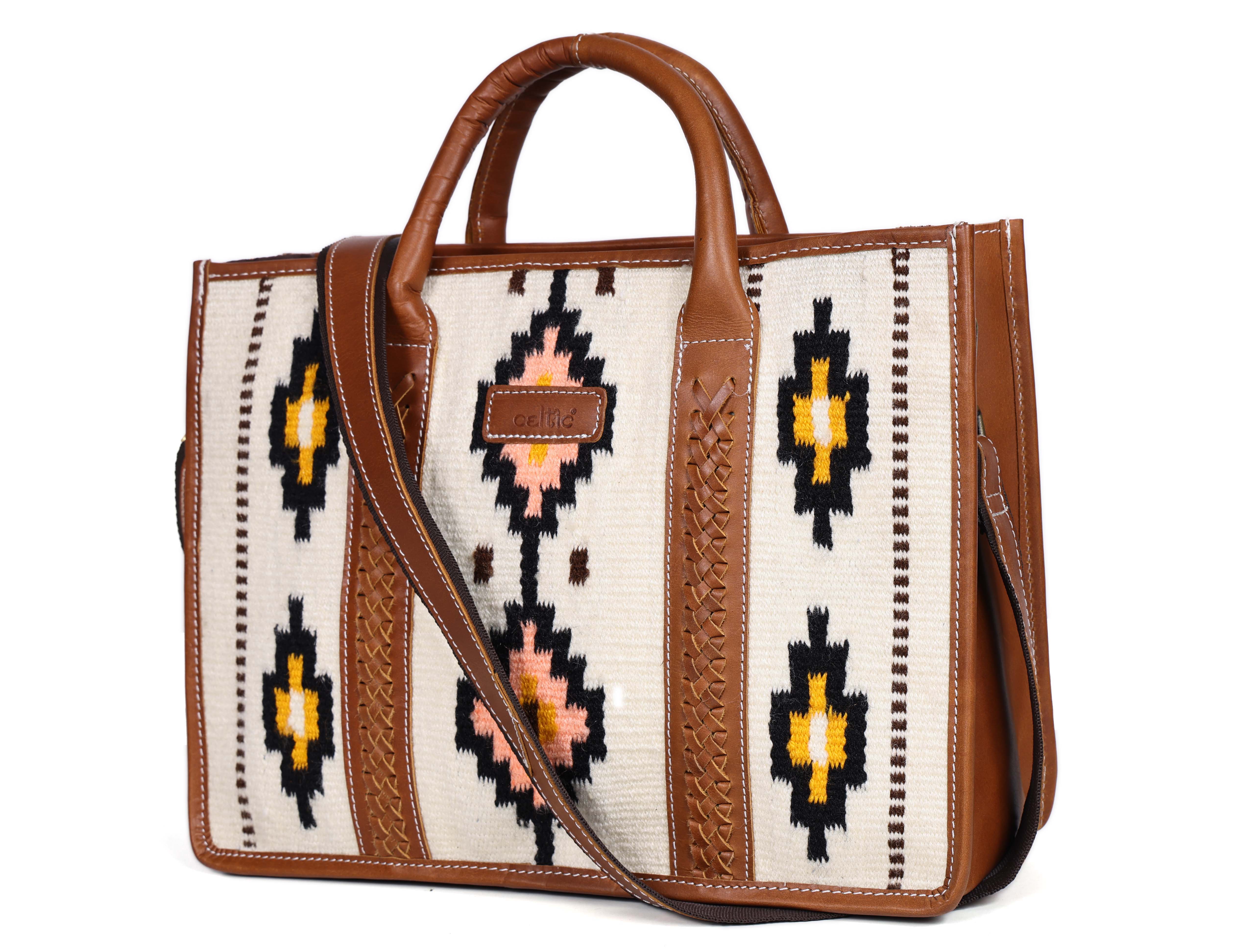 Premium Handwoven Leather Tote Bag | Spacious 2 Compartment & Zip Closure