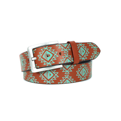 Men's Brown Printed Leather Belt with Polished Silver Buckle – Stylish & Durable.LB-891