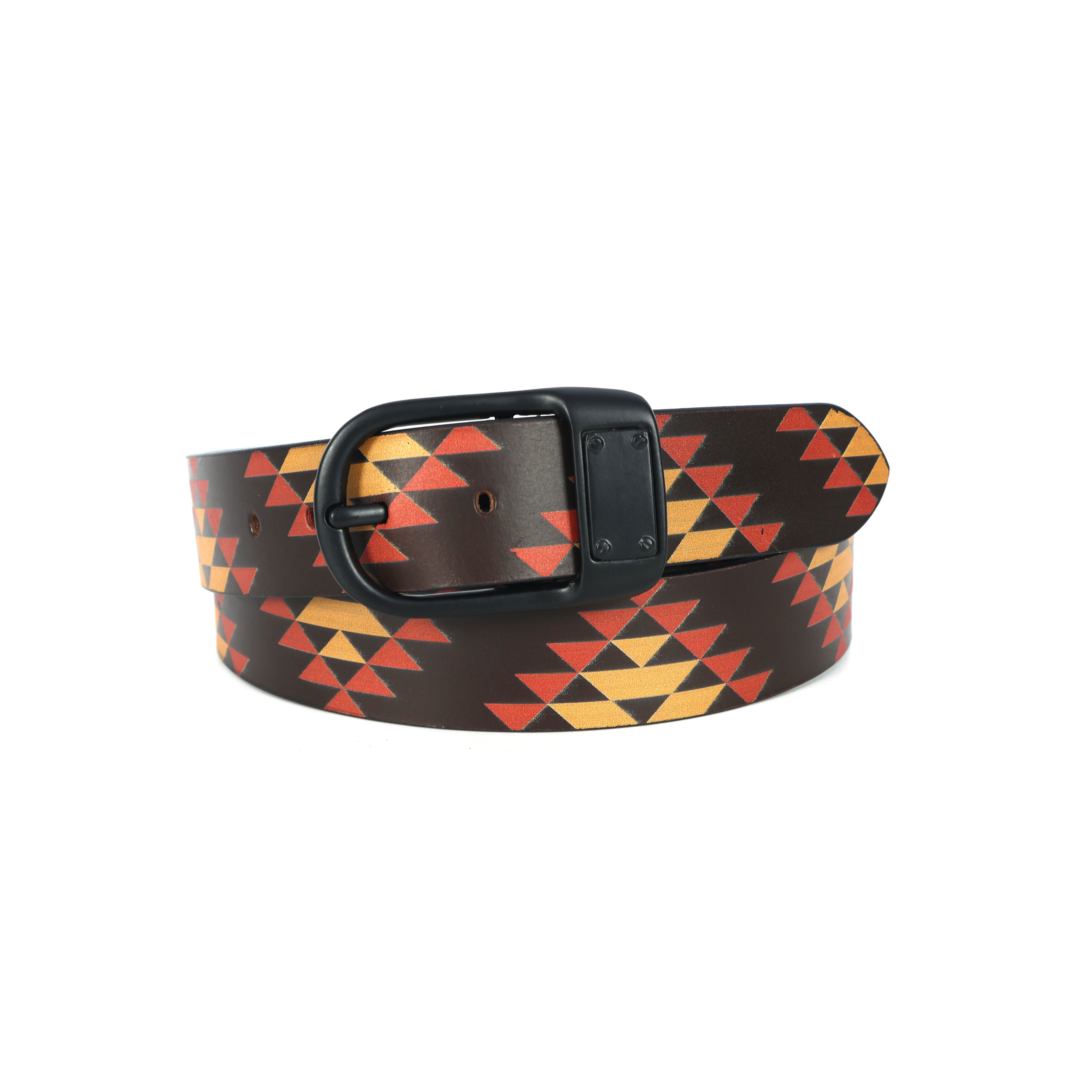 Multicolor Printed Belt with Black Buckle  Stylish & Adjustable Fashion Accessory.LB-897