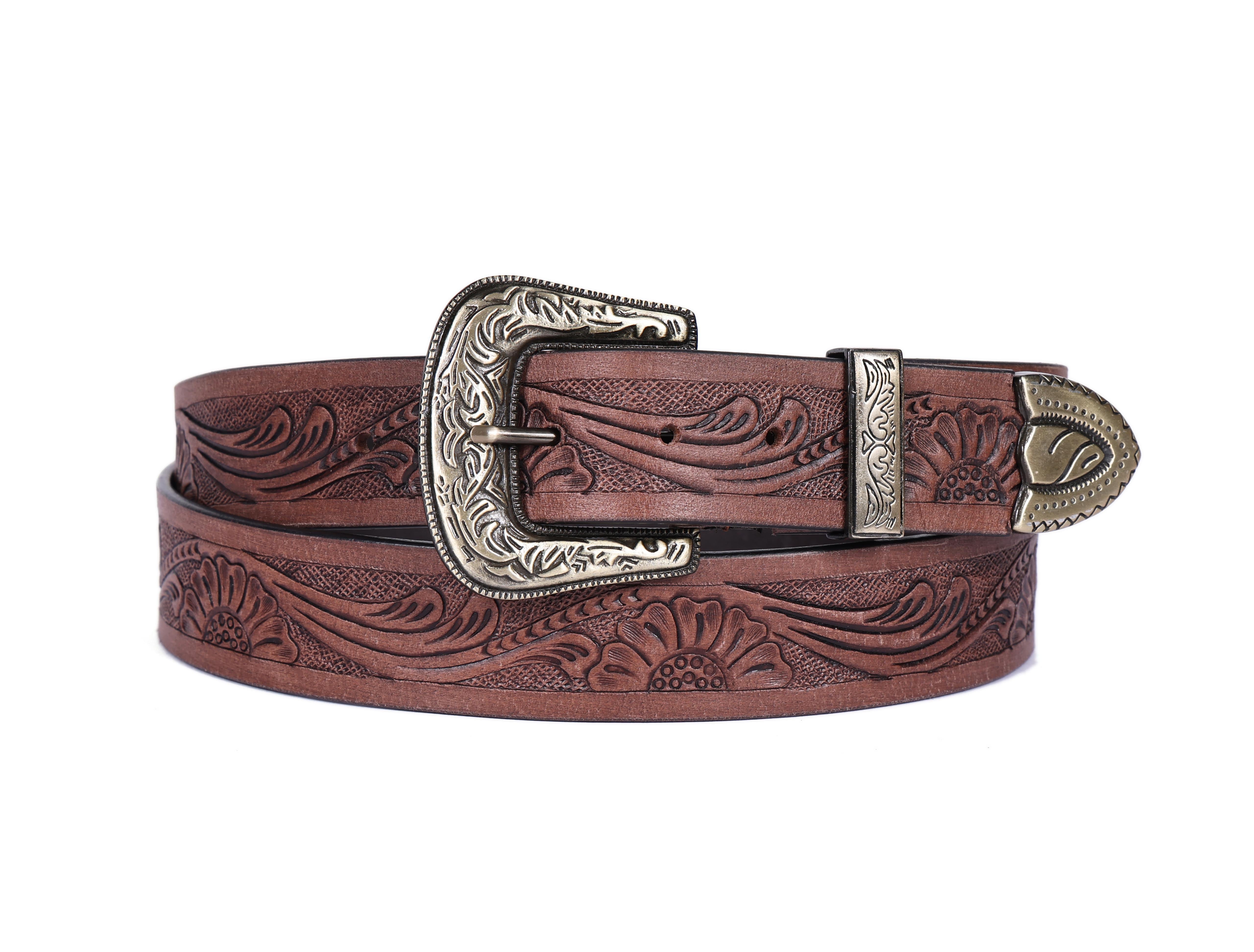 Crafted Mastery: Hand-Carved Leather Belts for Timeless Style Art: LB-813