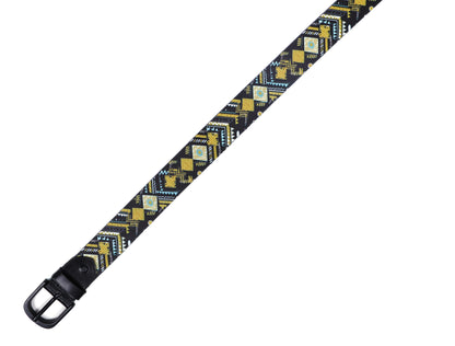 "Vibrant Chic: Stand Out with Leather Yellow Printing Belts" Art: LB-819