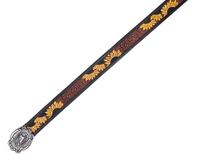 "Vibrant Elegance: Hand-Carved Yellow Leather Belts" Art: LB-816