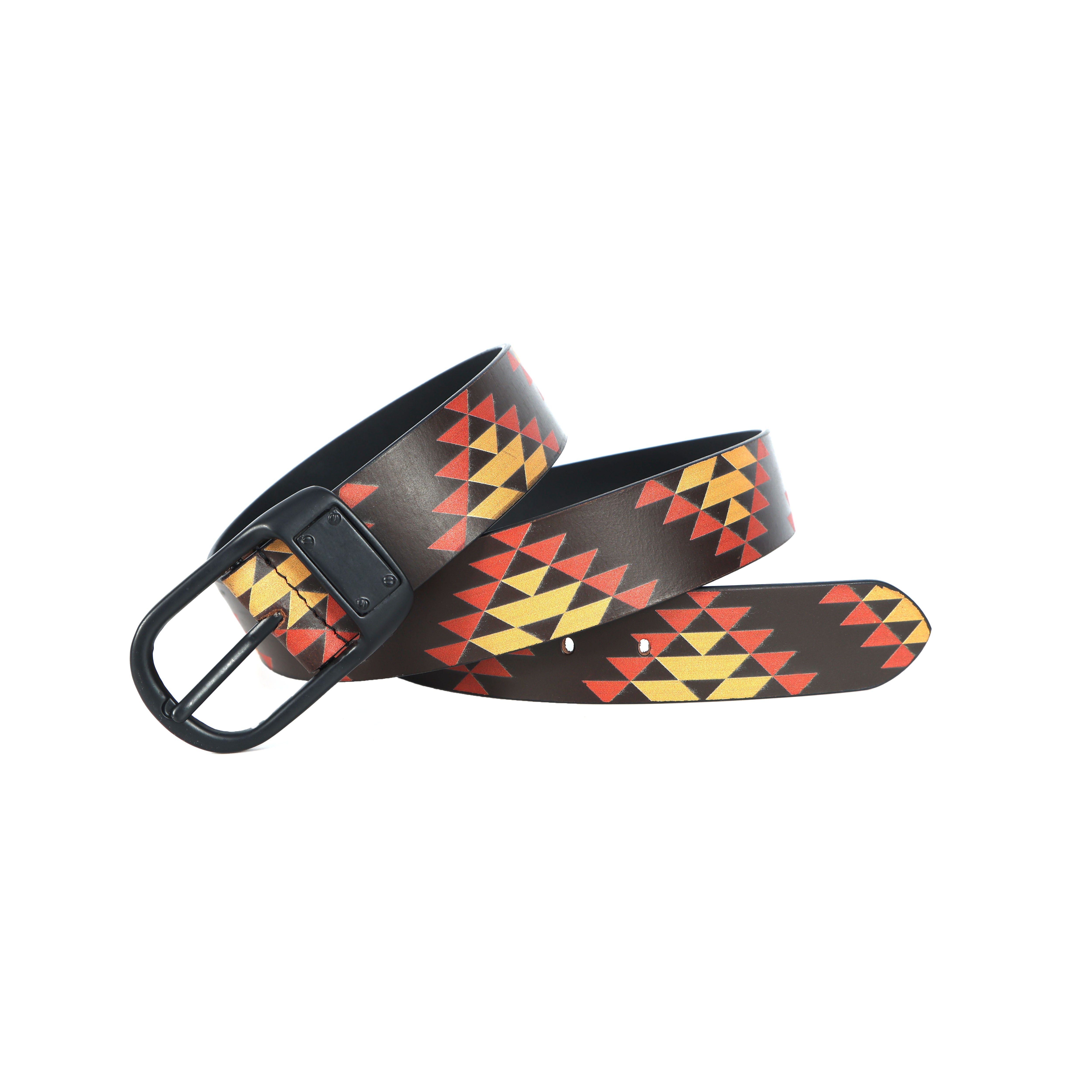 Multicolor Printed Belt with Black Buckle  Stylish & Adjustable Fashion Accessory.LB-897
