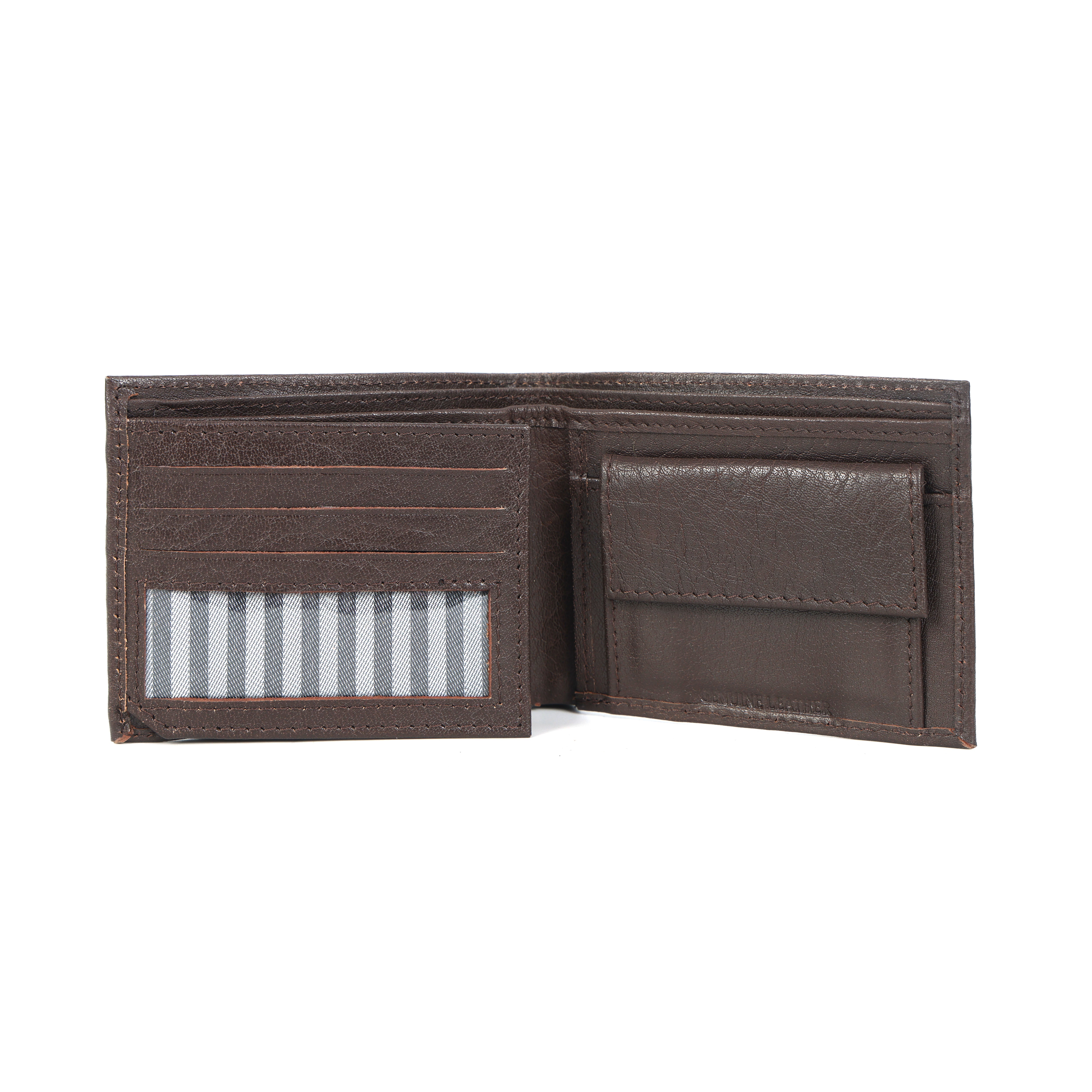 Premium Genuine Leather Bi-Fold Wallet with Flip ID Window