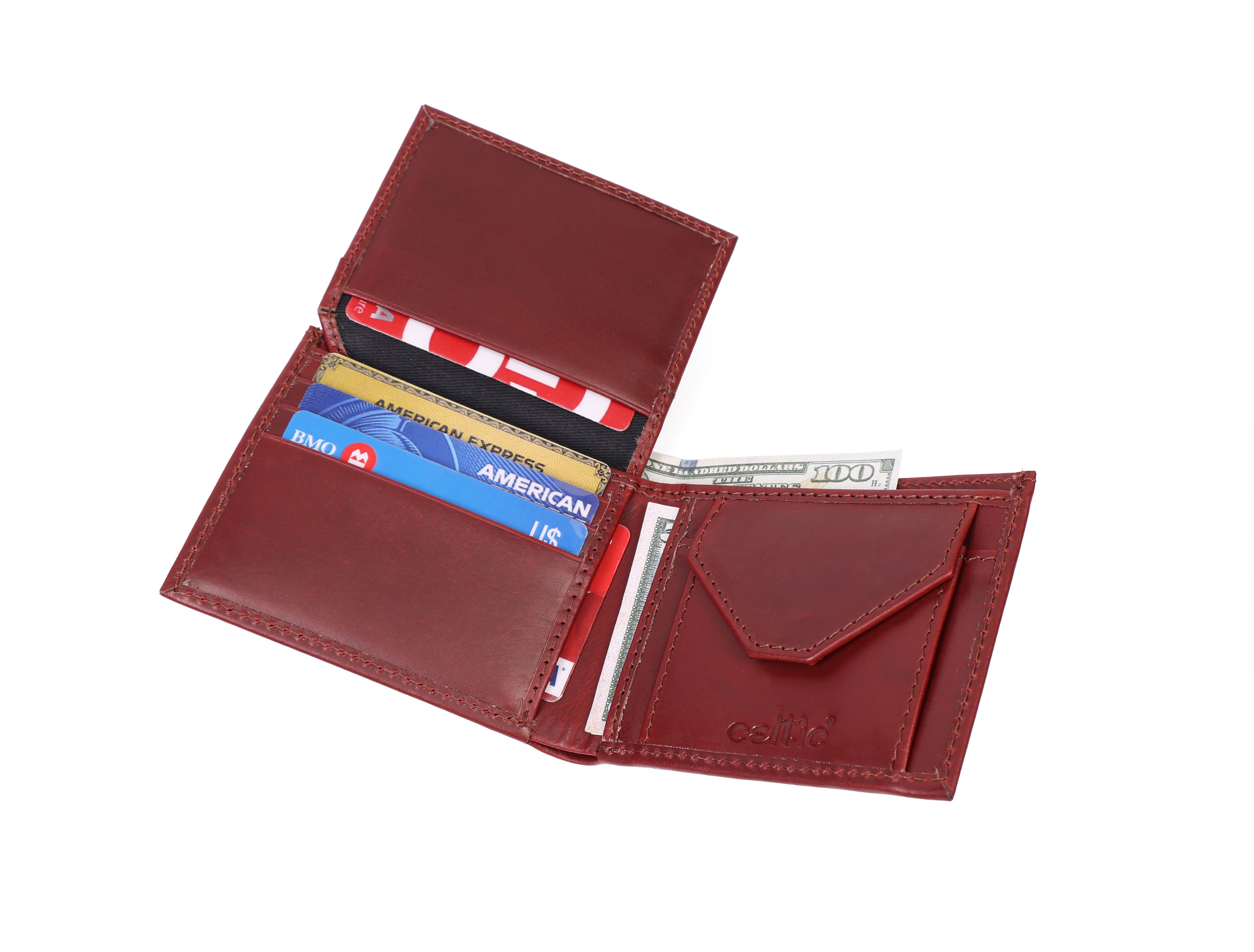 Celtic Genuine Leather Bi-Fold Wallet with Coin Pocket | Slim & Stylish Men’s Wallet