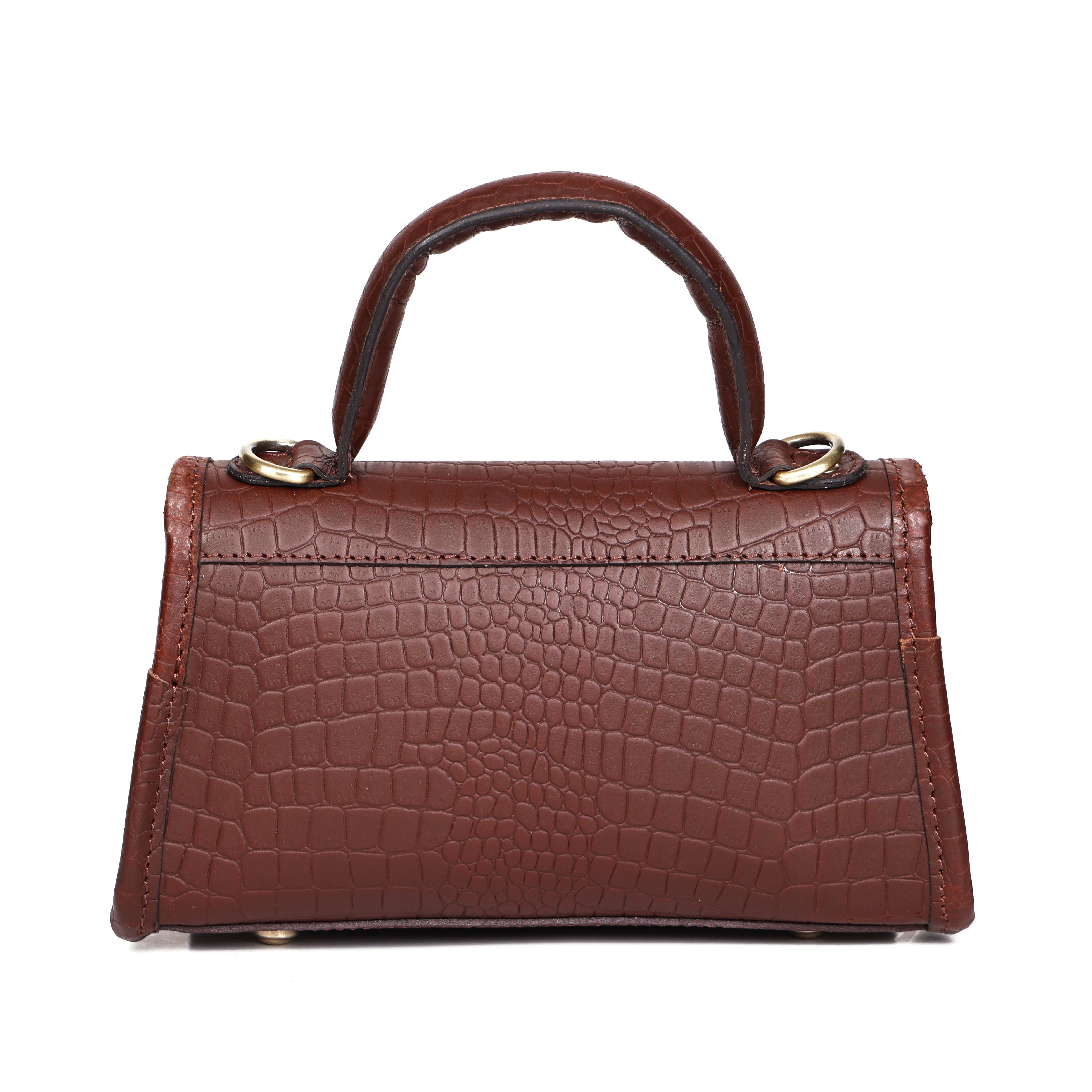 Premium Leather Top-Handle Handbag with Flap Closure