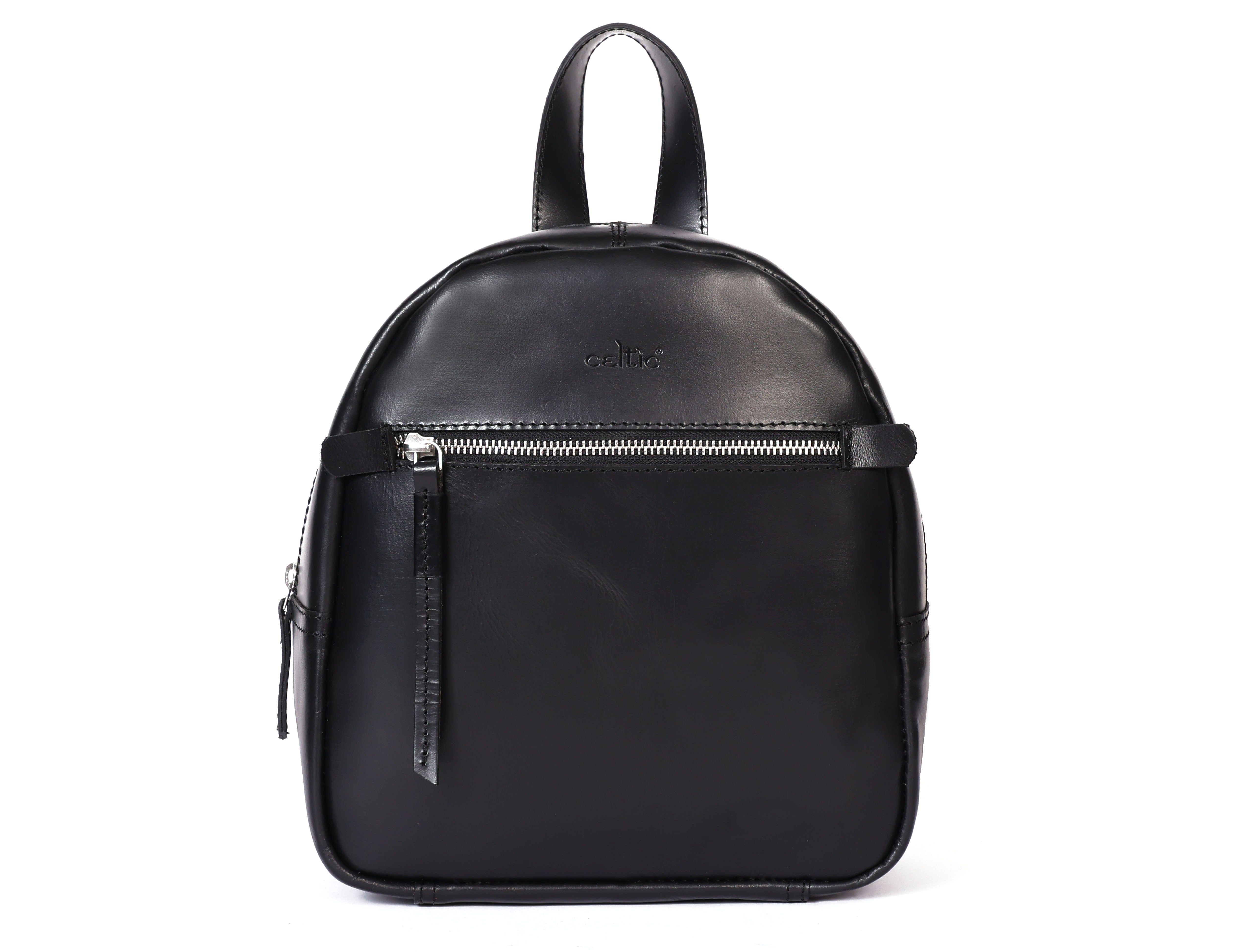 Premium Genuine Leather Backpack for Women | Minimal Structured Design with Front Zip Pocket