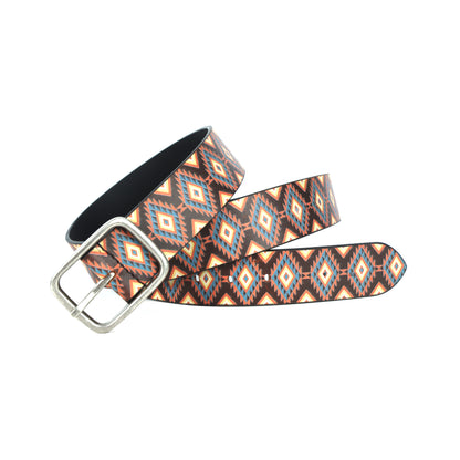 Stylish Printed Belt with Silver Buckle – Durable & Adjustable Fashion Accessory.LB-893