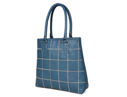 "Chic Blue Tote: Elevate Your Style with Trendy Leather Accents."  Art: BG-1518-Z