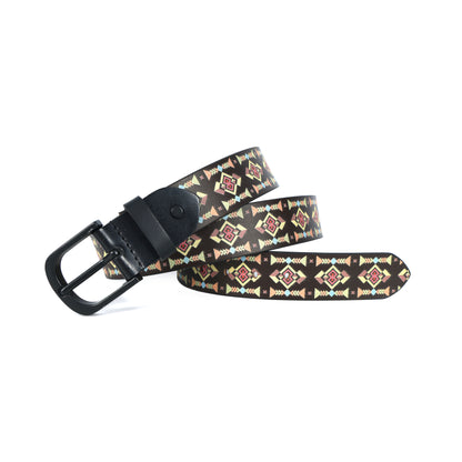 Stylish Black Printed Belt with Matte Black Buckle – Durable & Versatile for Everyday Wear.LB-892