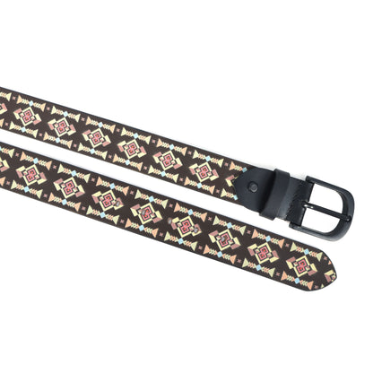 Stylish Black Printed Belt with Matte Black Buckle – Durable & Versatile for Everyday Wear.LB-892
