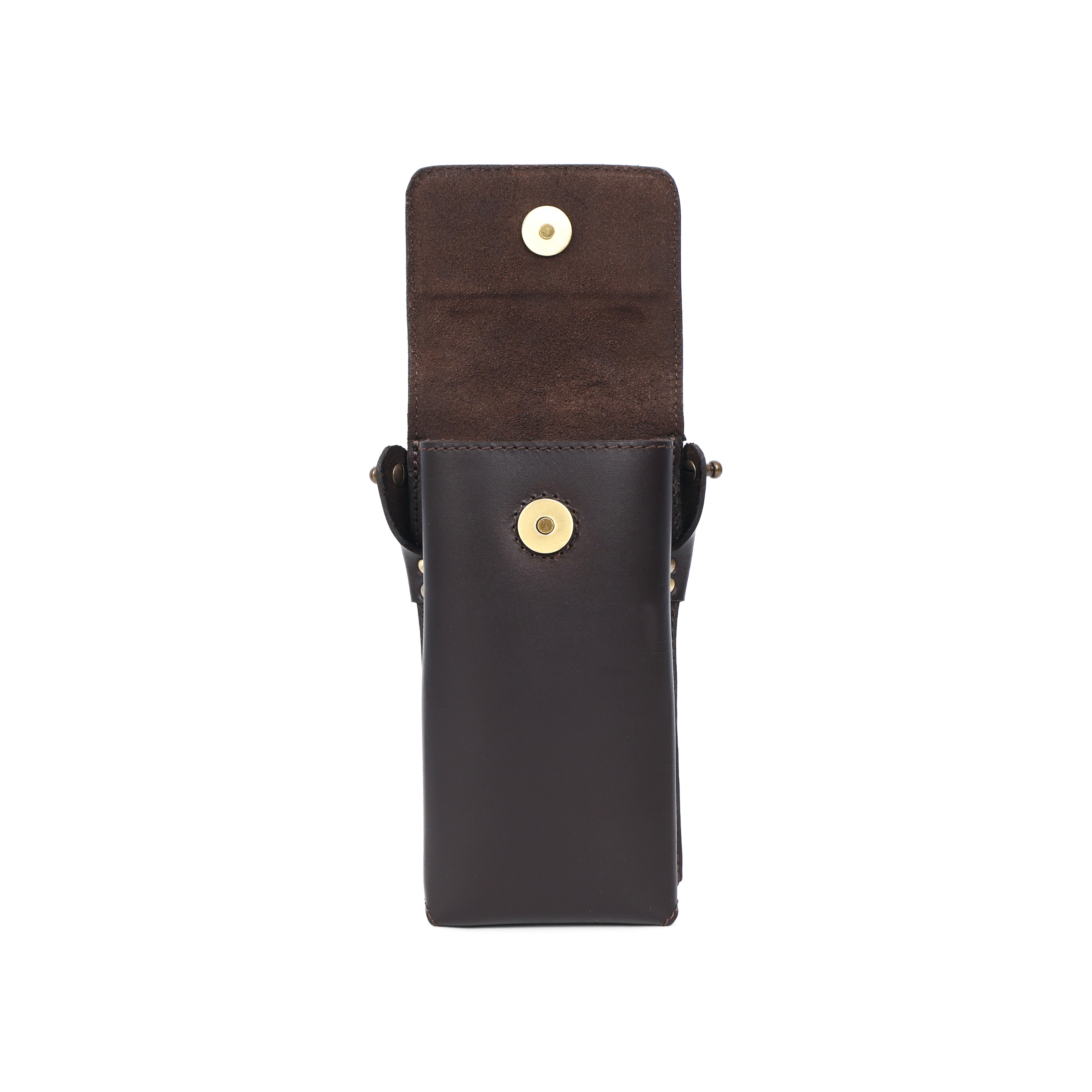 Genuine Leather Mobile Pouch with Fixed Sling Hands-Free, Stylish & Durable.