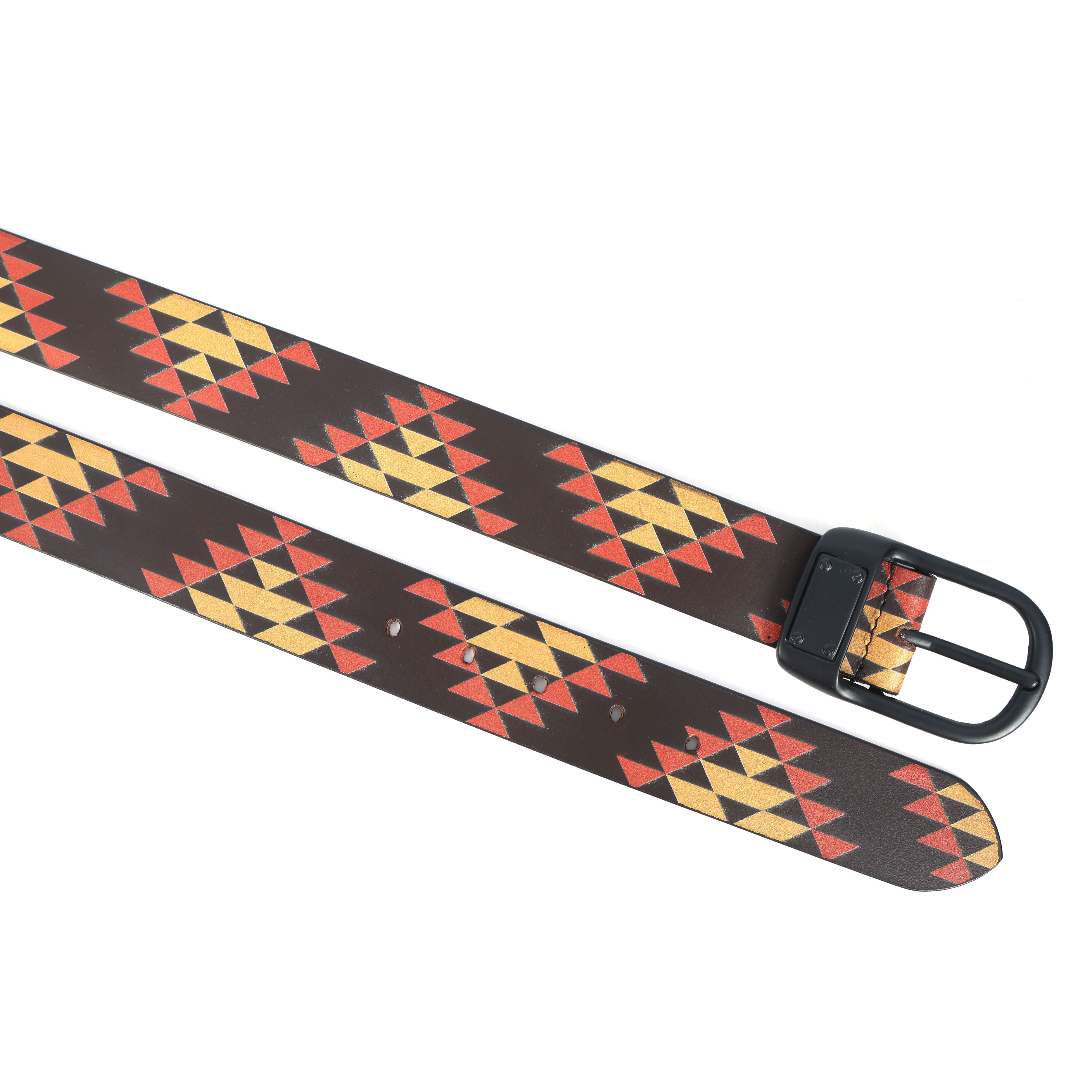 Multicolor Printed Belt with Black Buckle  Stylish & Adjustable Fashion Accessory.LB-897