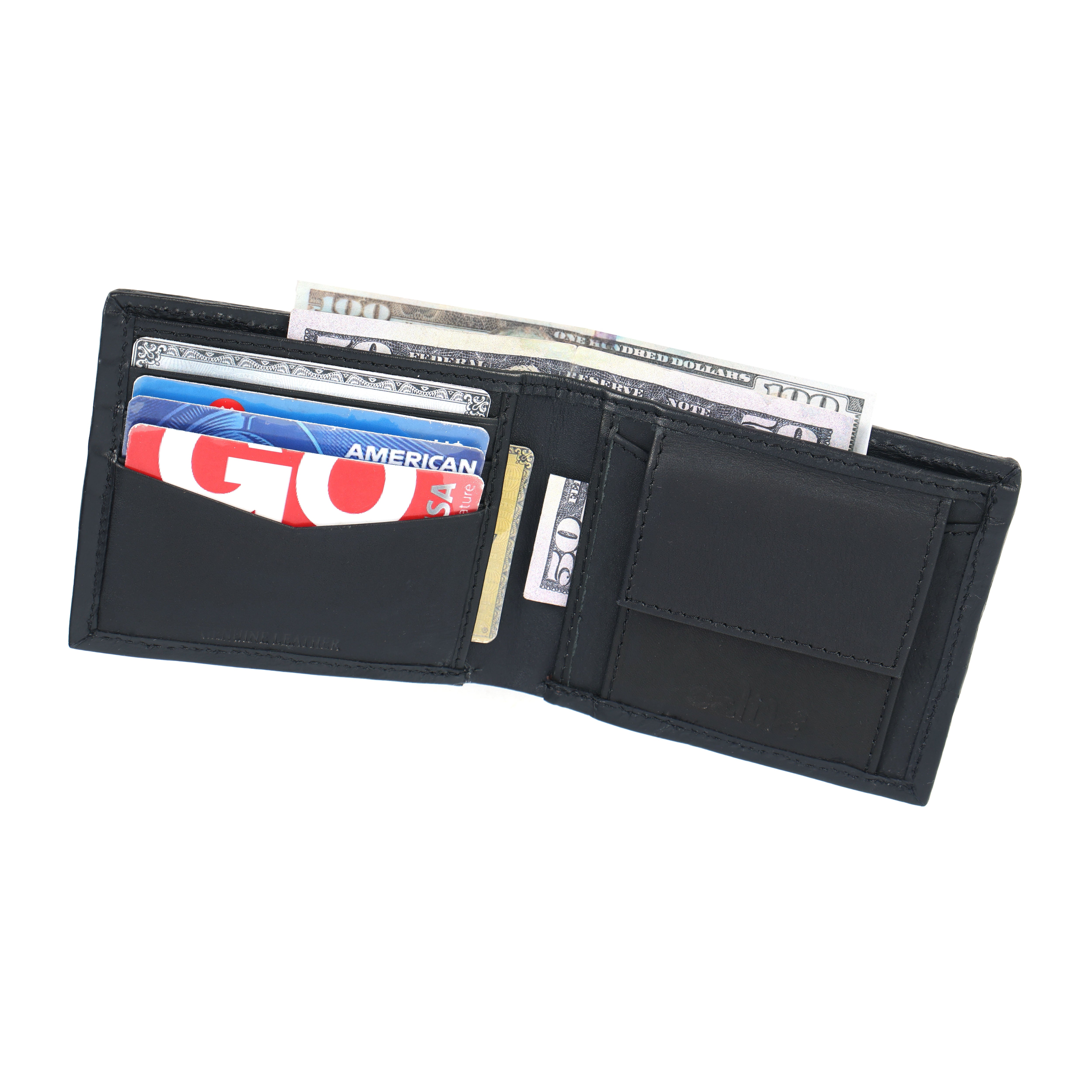 Celtic Genuine Leather Bi-Fold Wallet with Coin Pocket Black