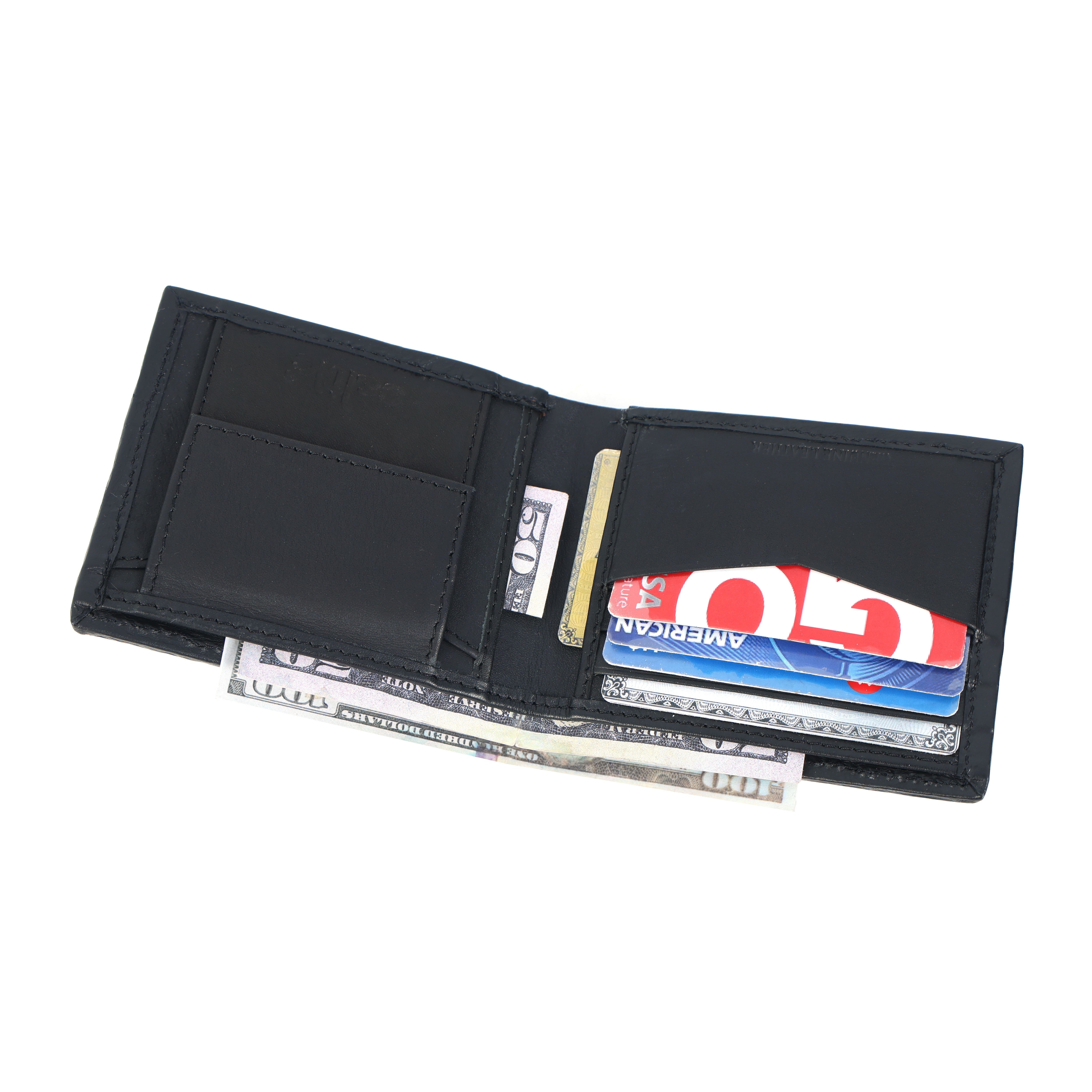 Celtic Genuine Leather Bi-Fold Wallet with Coin Pocket Black