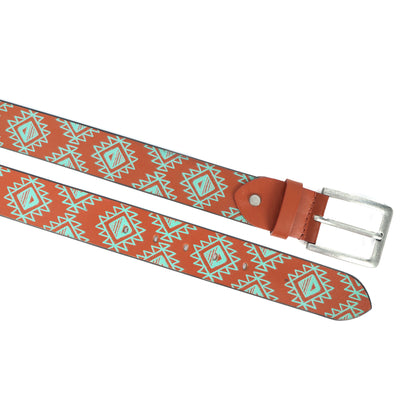 Men's Brown Printed Leather Belt with Polished Silver Buckle – Stylish & Durable.LB-891