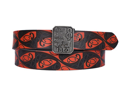 "Bold & Bright: Leather Orange Printing Belts for Statement Style" Art: LB-820