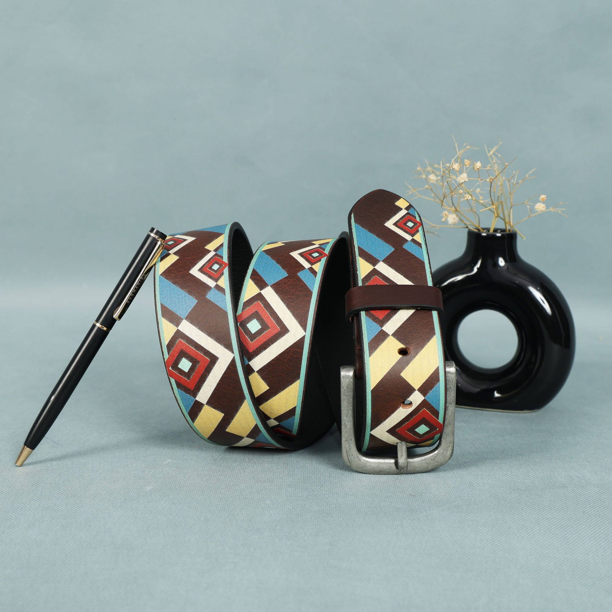 Multicolor Digital Print Belt  Stylish & Adjustable Fashion Accessory for Men & Women.LB-885