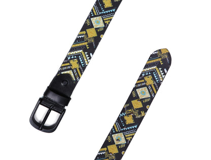 "Vibrant Chic: Stand Out with Leather Yellow Printing Belts" Art: LB-819