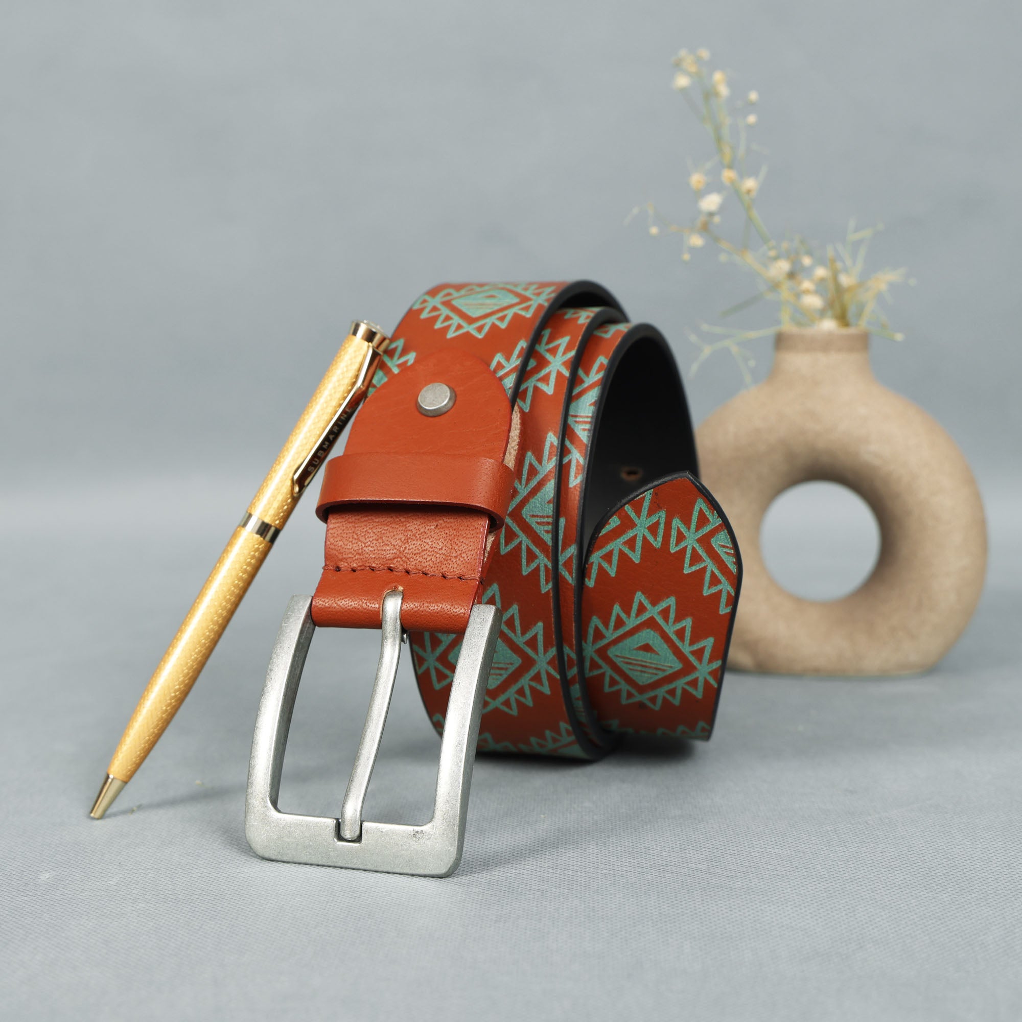 Men's Leather Wallet + Printed Belt Combo  Style & Function Pack