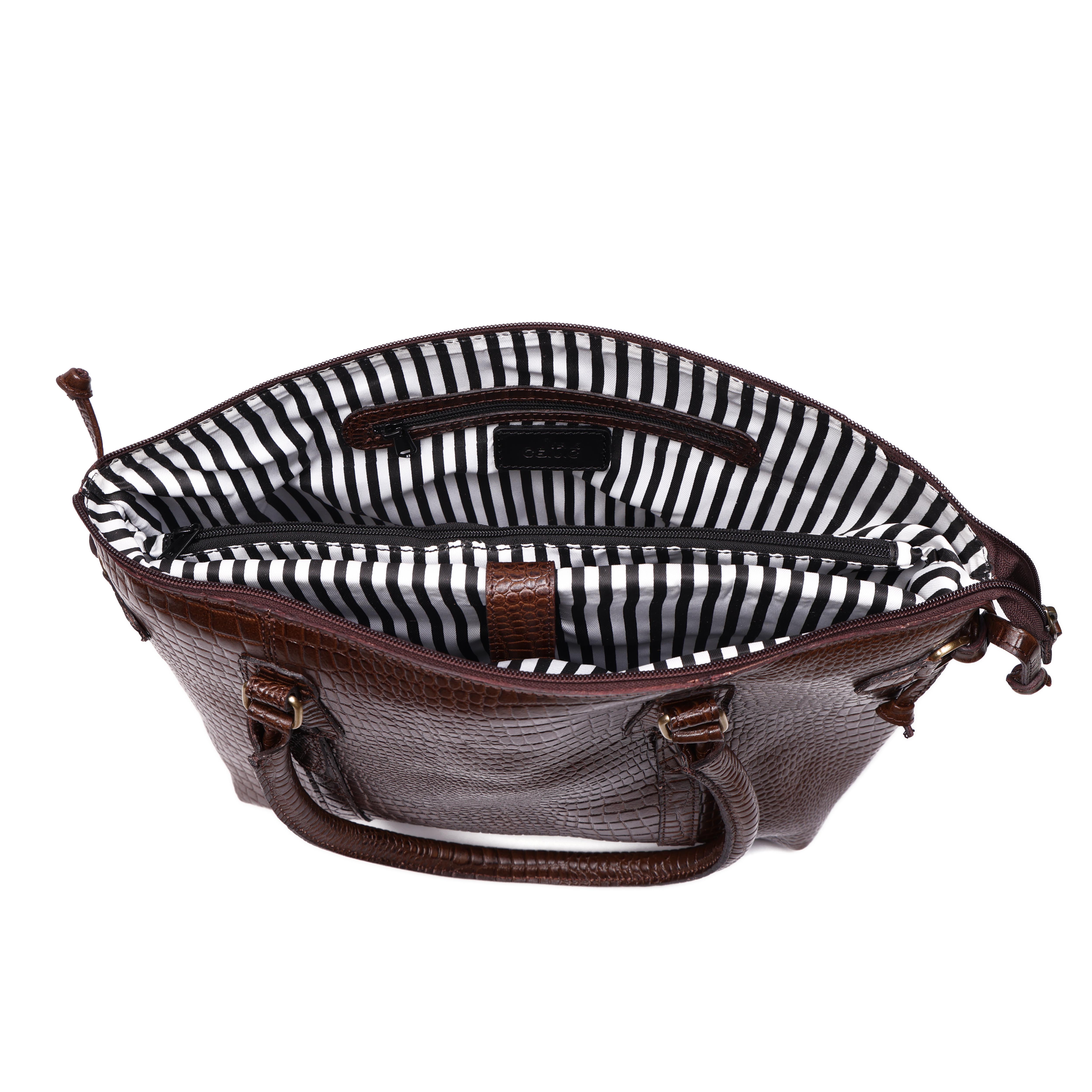 Premium Textured Leather Tote Bag with Zip Closure, Dual Handles & Organized Interior