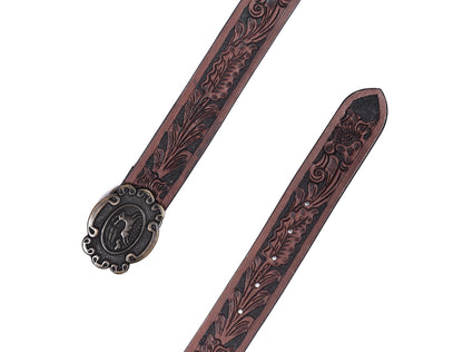 "Hand-Carved Leather Belts: Timeless Elegance"  Art: LB-809