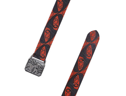 "Bold & Bright: Leather Orange Printing Belts for Statement Style" Art: LB-820