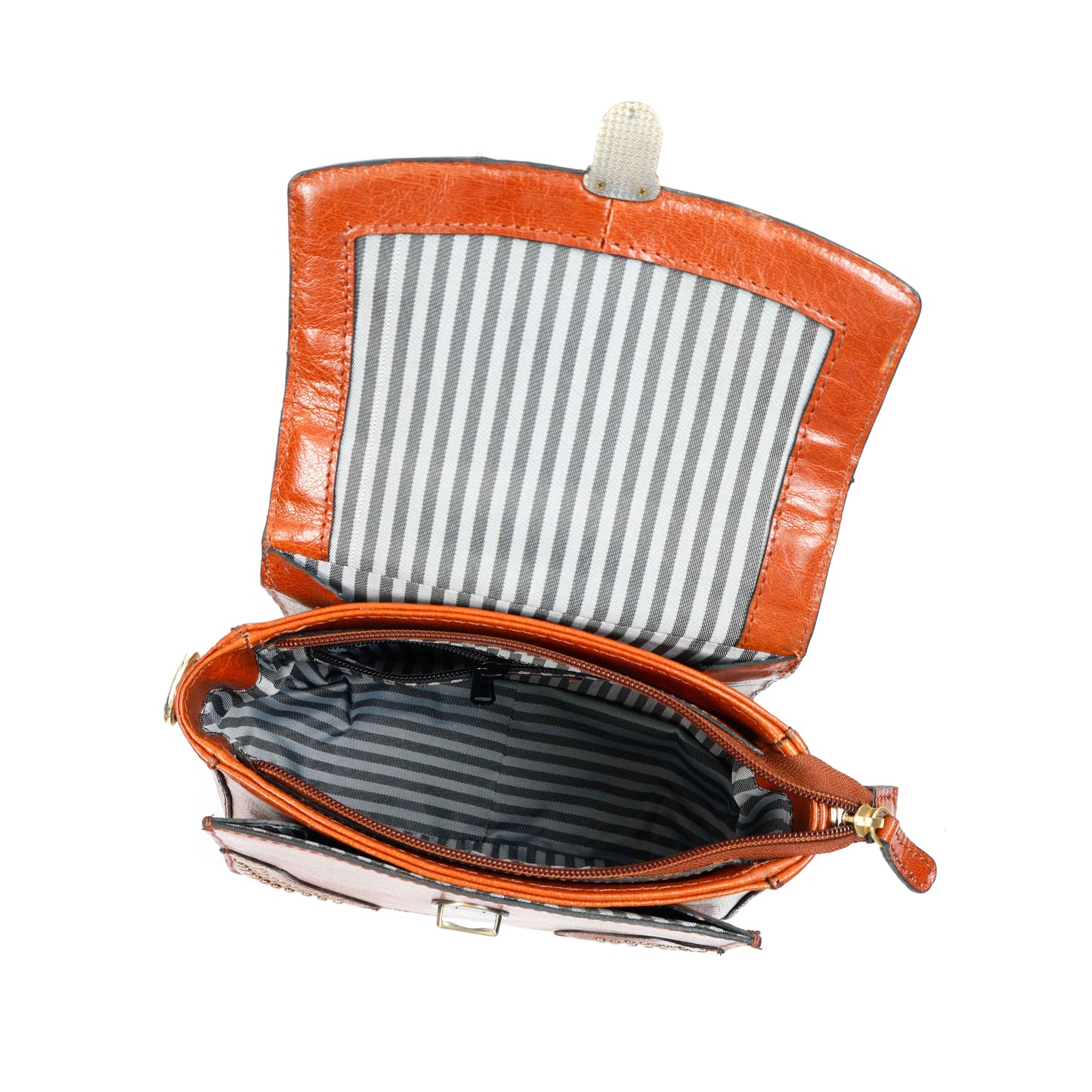 Premium Genuine  Leather Handbag with Adjustable Strap & Stud Detailing