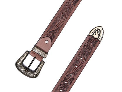 "Crafted Mastery: Hand-Carved Leather Belts for Timeless Style" Art: LB-813