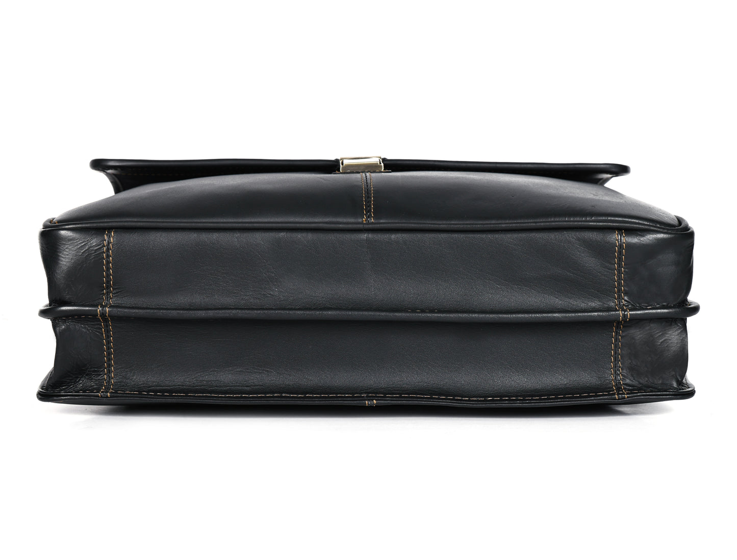 Handcrafted Black Laptop Bag: Brush Antique Fittings, Tan Stitching, and Unmatched Sophistication - CELTICINDIA