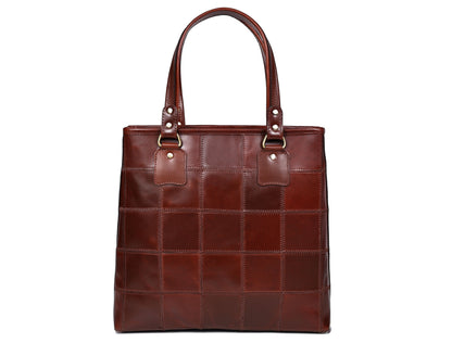 "Chic Contrast: Brown Tote Bag with Stylish Stitching for Timeless Elegance" Art: BG-1526-Z