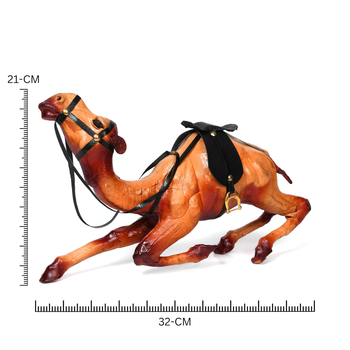 Leather Camel Showpiece Set of 2 – Standing & Sitting Camel Figurines for Home Decor, Office Desk, Living Room Decoration