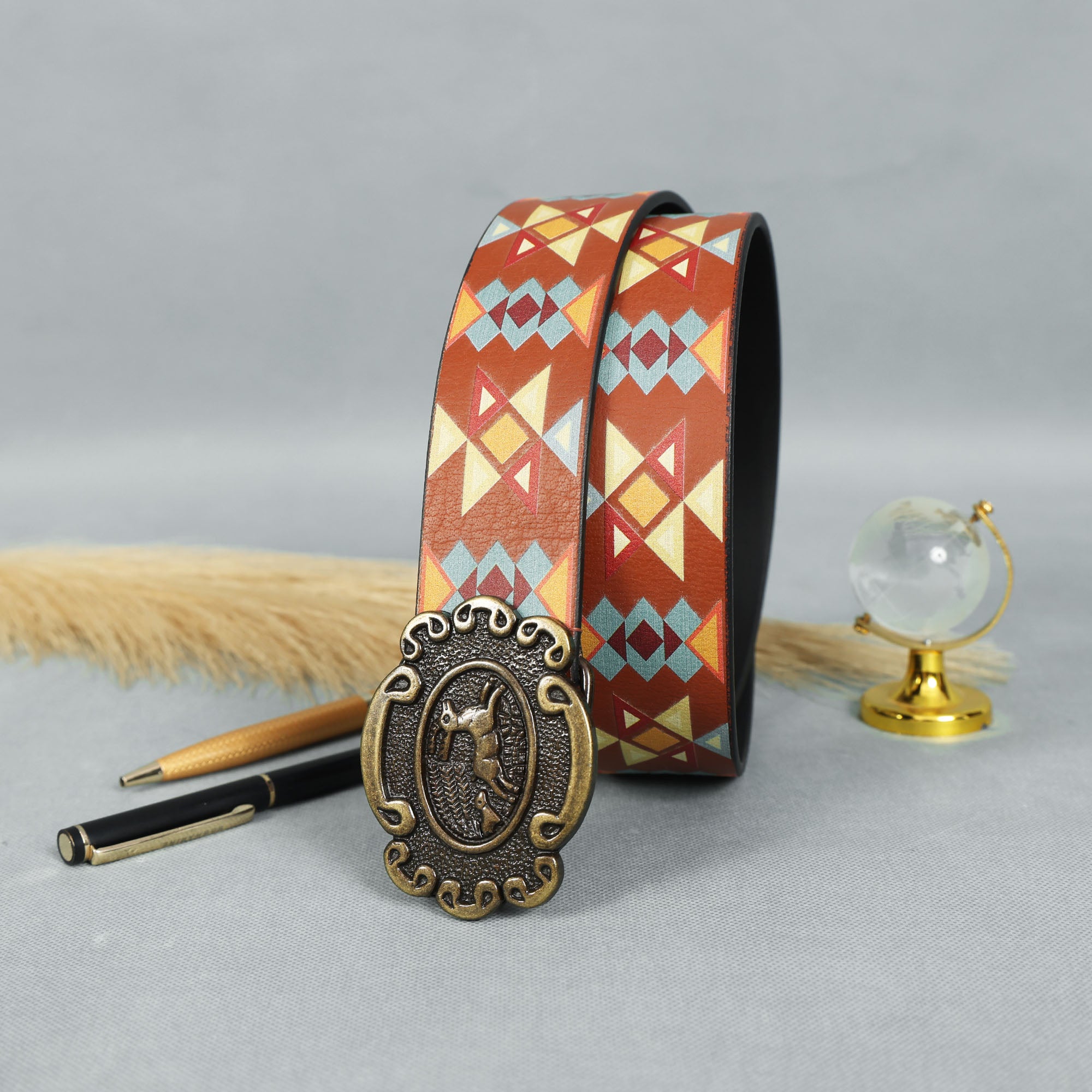 Ironic Buckle Printing Belt  Trendy Statement Accessory for Bold Style.LB-889