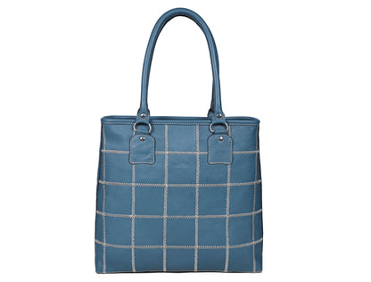 "Chic Blue Tote: Elevate Your Style with Trendy Leather Accents."  Art: BG-1518-Z