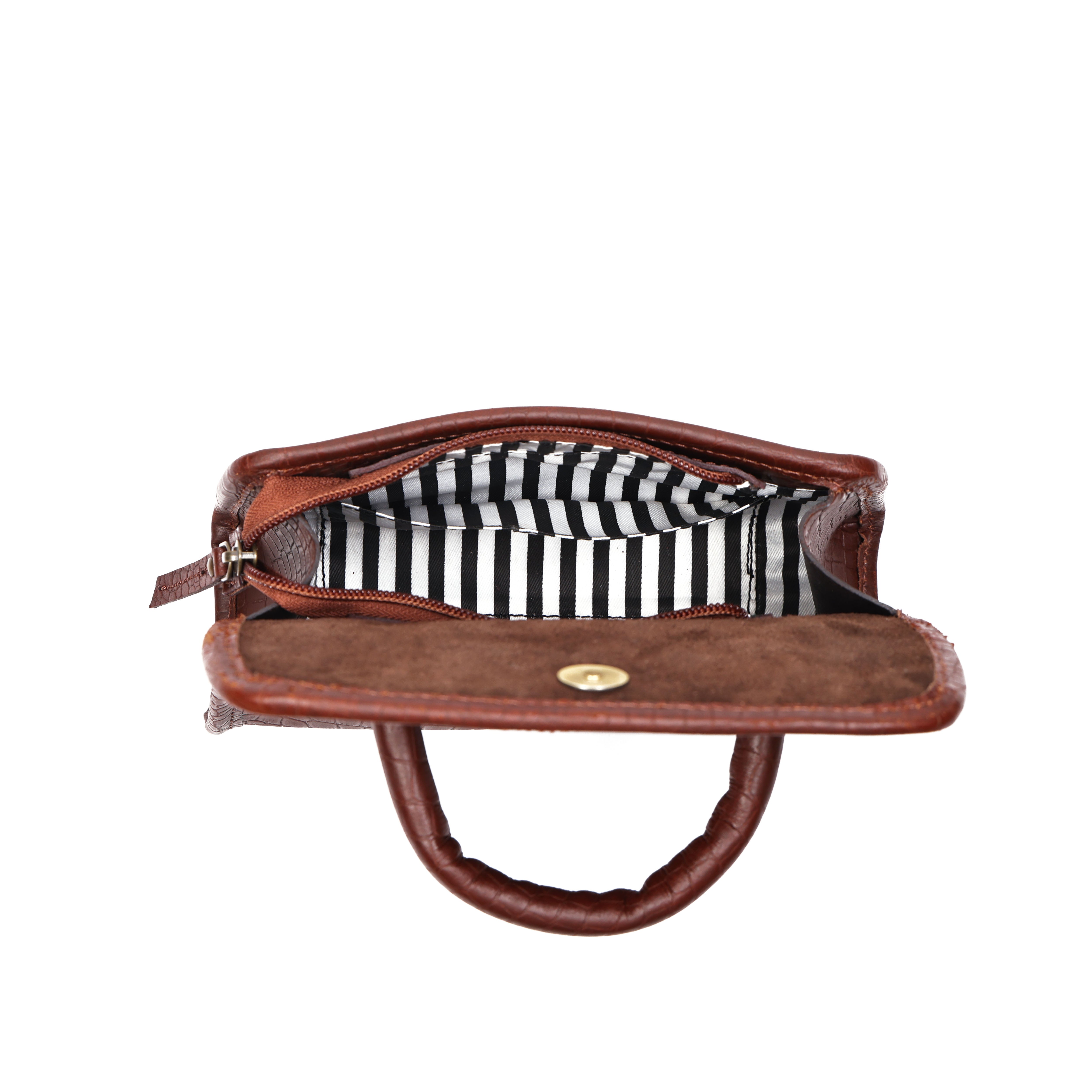 Premium Leather Top-Handle Handbag with Flap Closure
