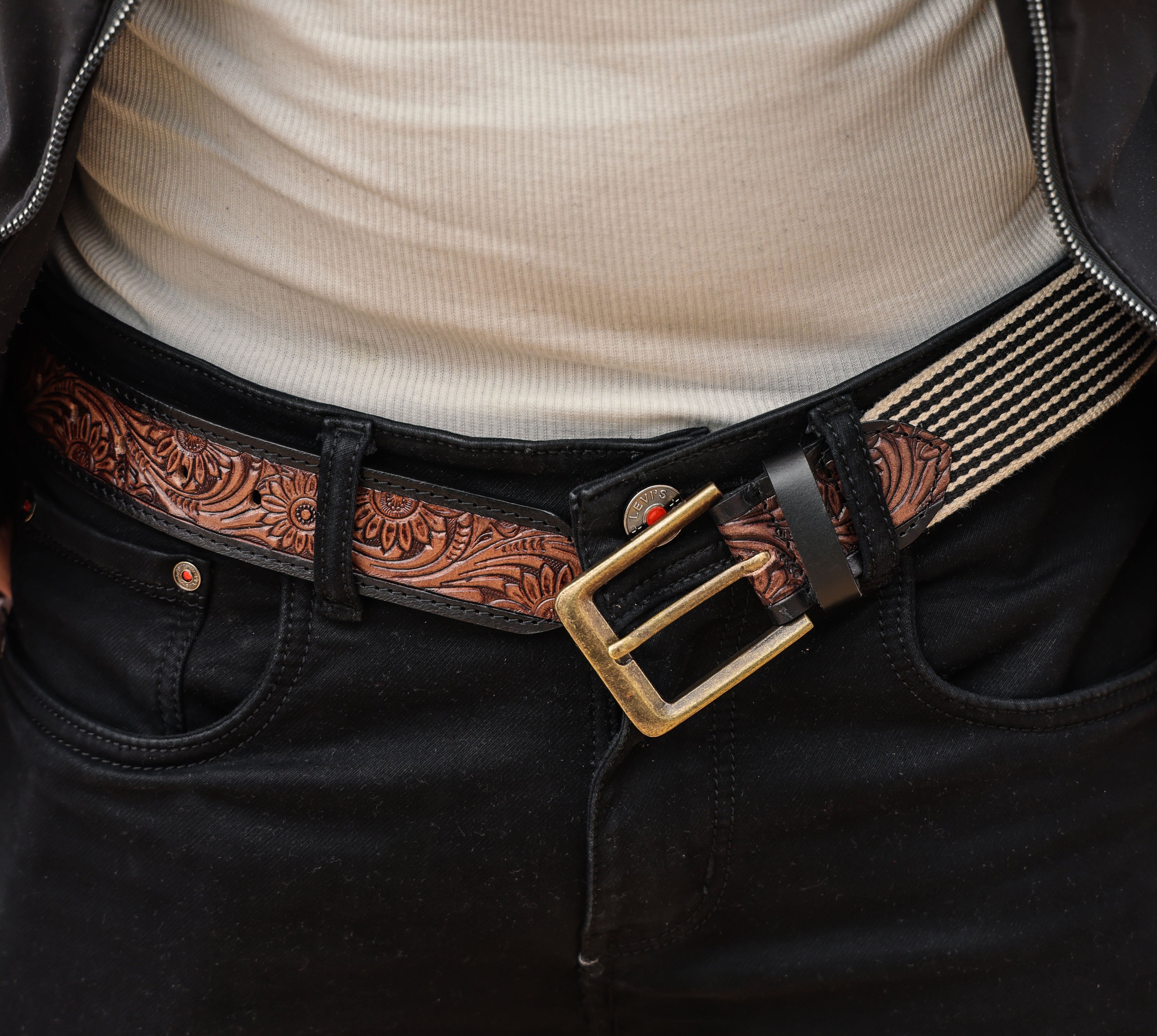 Artisan Elegance: Leather Hand-Tooled and Webbing Belt – A Perfect Ble ...